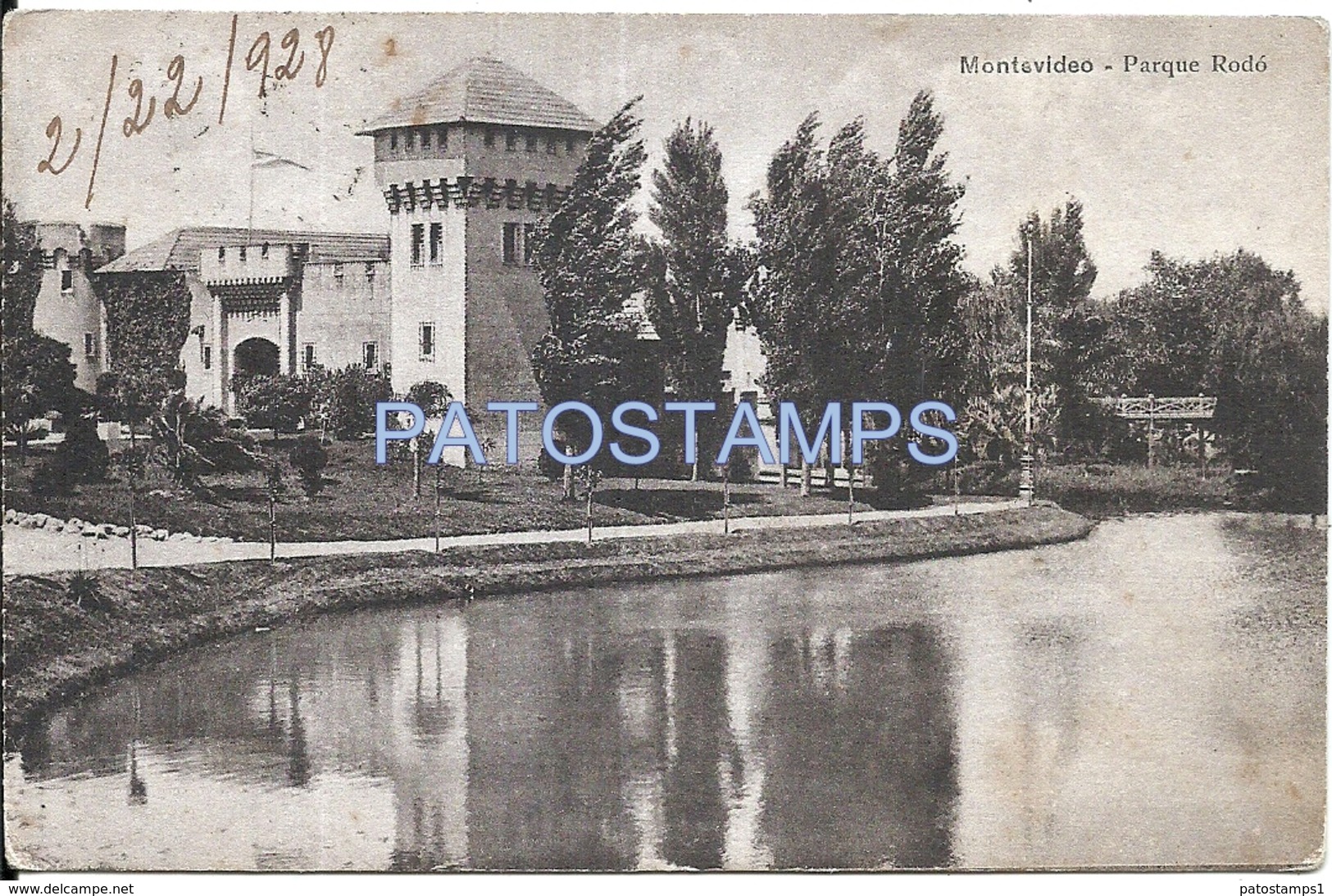 72000 URUGUAY MONTEVIDEO PARQUE RODO YEAR 1928 CIRCULATED TO ARGENTINA POSTAL POSTCARD - Uruguay