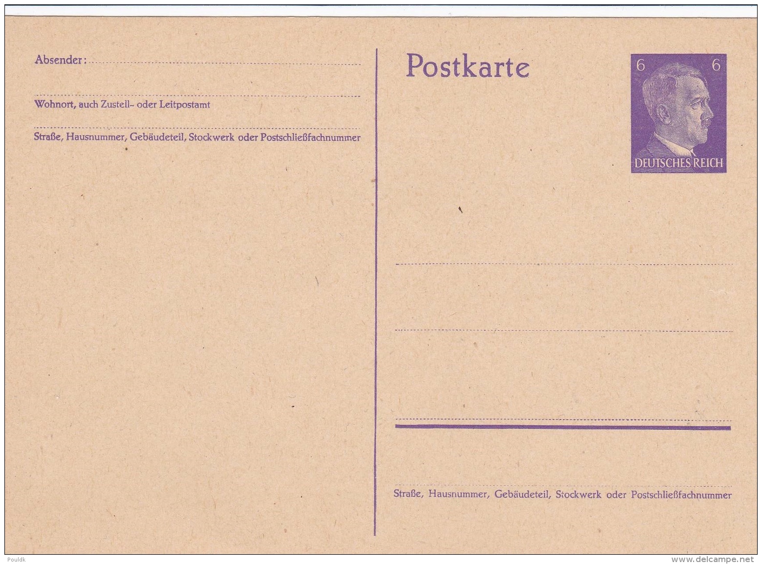 Third Reich Postal Stationary Hitler Head - Mint  (T16-24) - Lettres & Documents