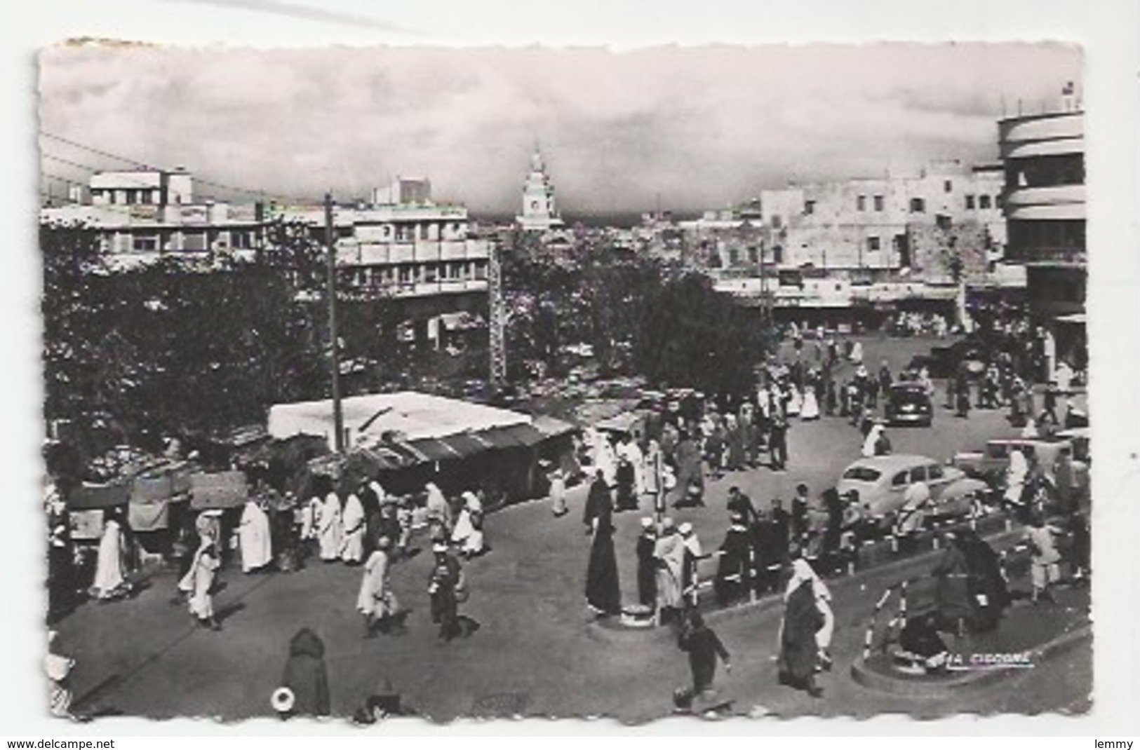 MAROC - TANGER - LE GRAND SOCCO - CPSM DENTELÉE - 1957 - VERSO - Tanger