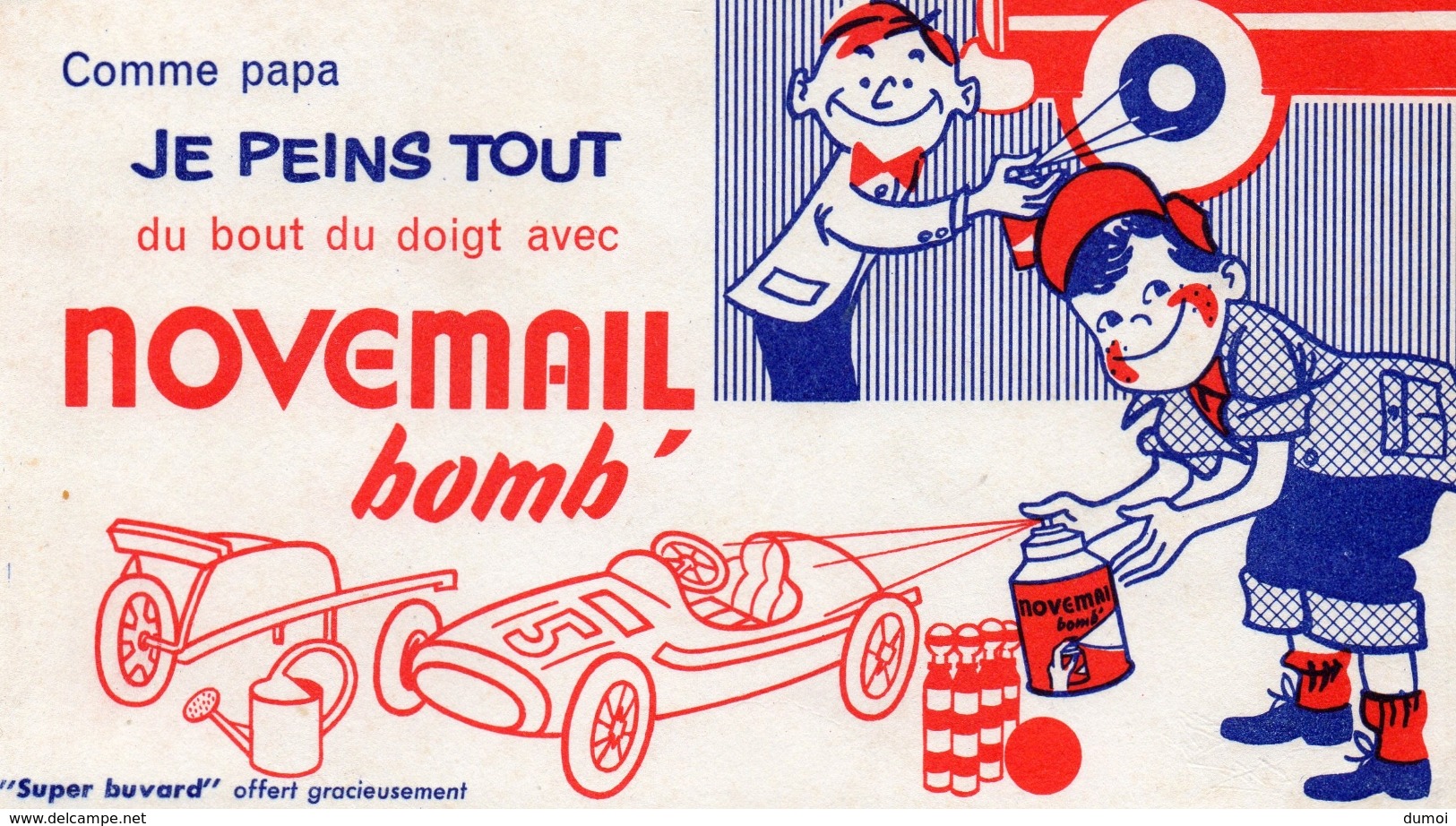 Buvard  -  NOVEMAIL Bomb Comme Papa Je Peins Tout Du Bout Du Doigt  (fond Rouge) - Peintures