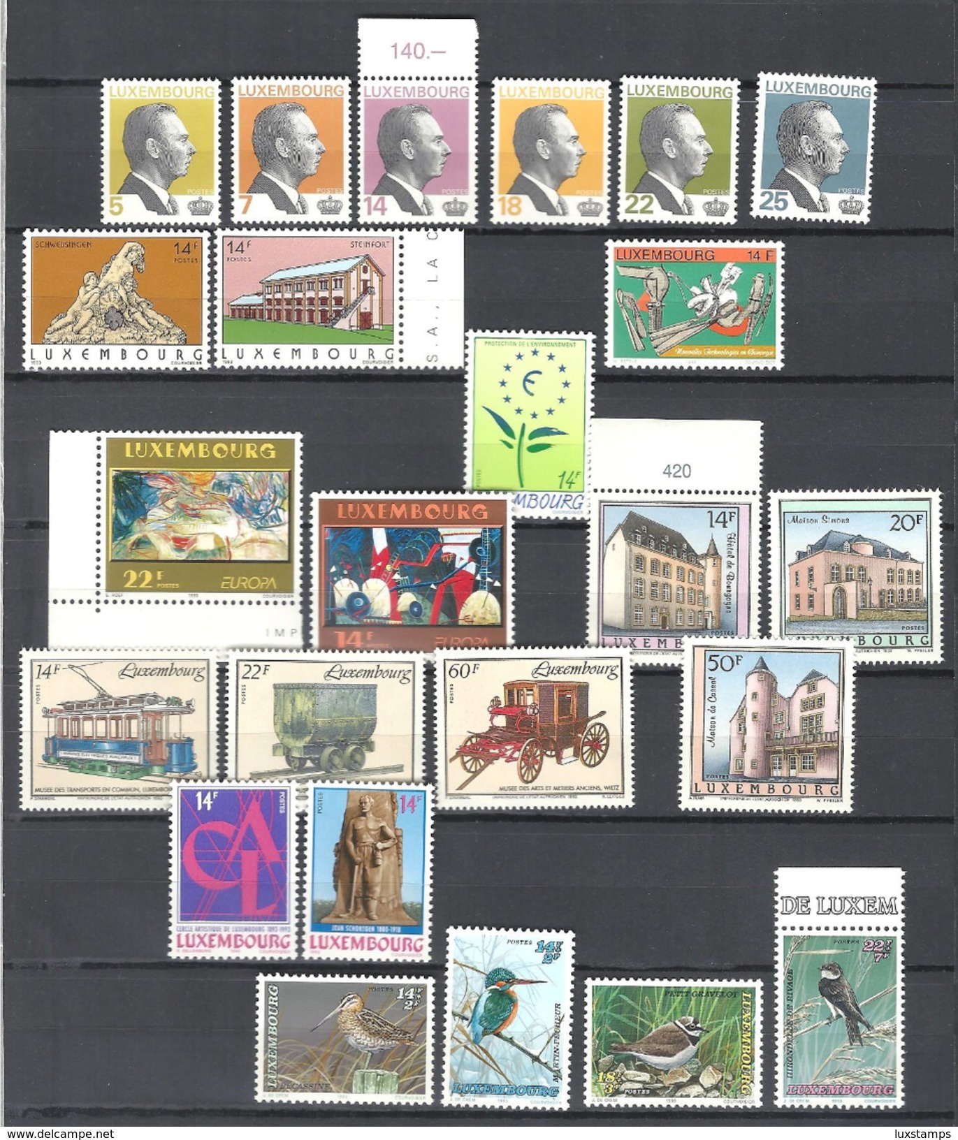 Luxembourg 1993 Année Complete/Jahr Komplett MNH **; Certains Avec Bord / Rand; Mi 1310-1333 - Neufs