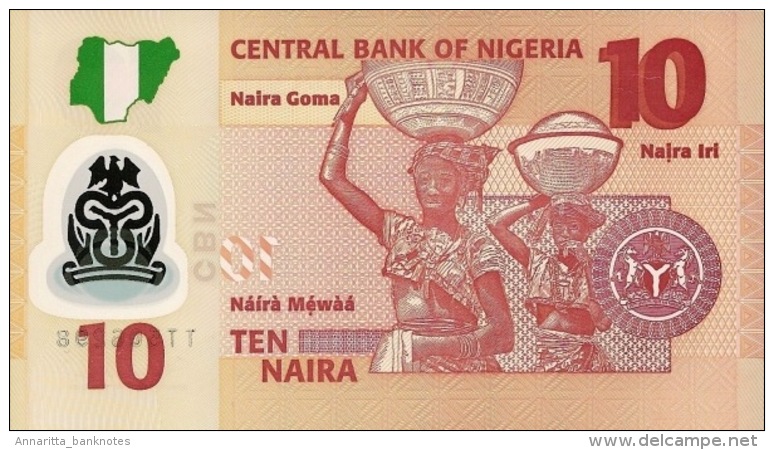 NIGERIA 10 NAIRA 2010 P-39 UNC 6 DIGIT SER. SIGN. 18.  [ NG235d ] - Nigeria