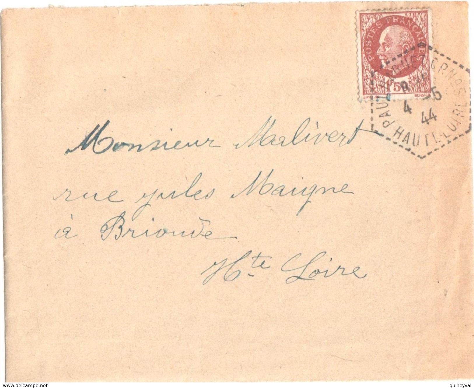 3873 PAULHAGUET CP N° 5 Haute Loire Pétain 1,50 F Brun Yv 517 Ob 1944 Hexagone Pointillé Poste Auto Rurale 1933 Lautier - Lettres & Documents