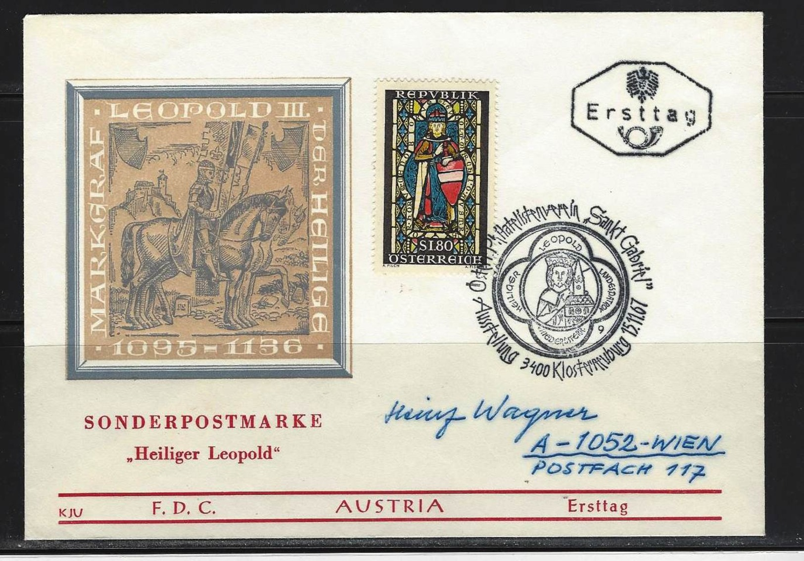 ÖSTERREICH - FDC Mi-Nr. 1252 Markgraf Leopold Der Heilige Stempel KLOSTERNEUBURG (11) - FDC