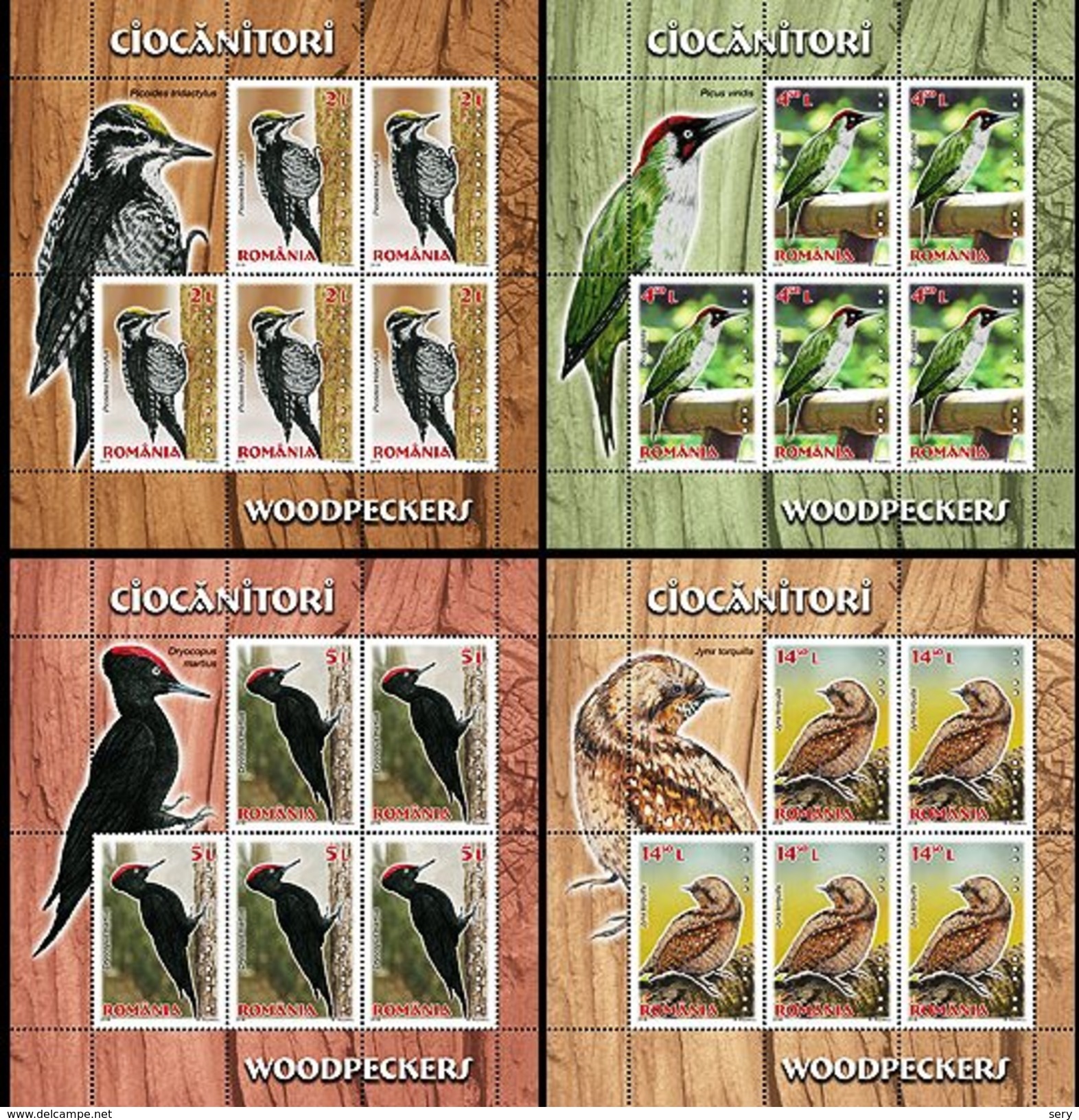 Romania 2016 4 Sheets MNH WOODPECKERS Birds Bird Oiseaux Oiseau Pivert Piverts Pics Pic - Specht- & Bartvögel