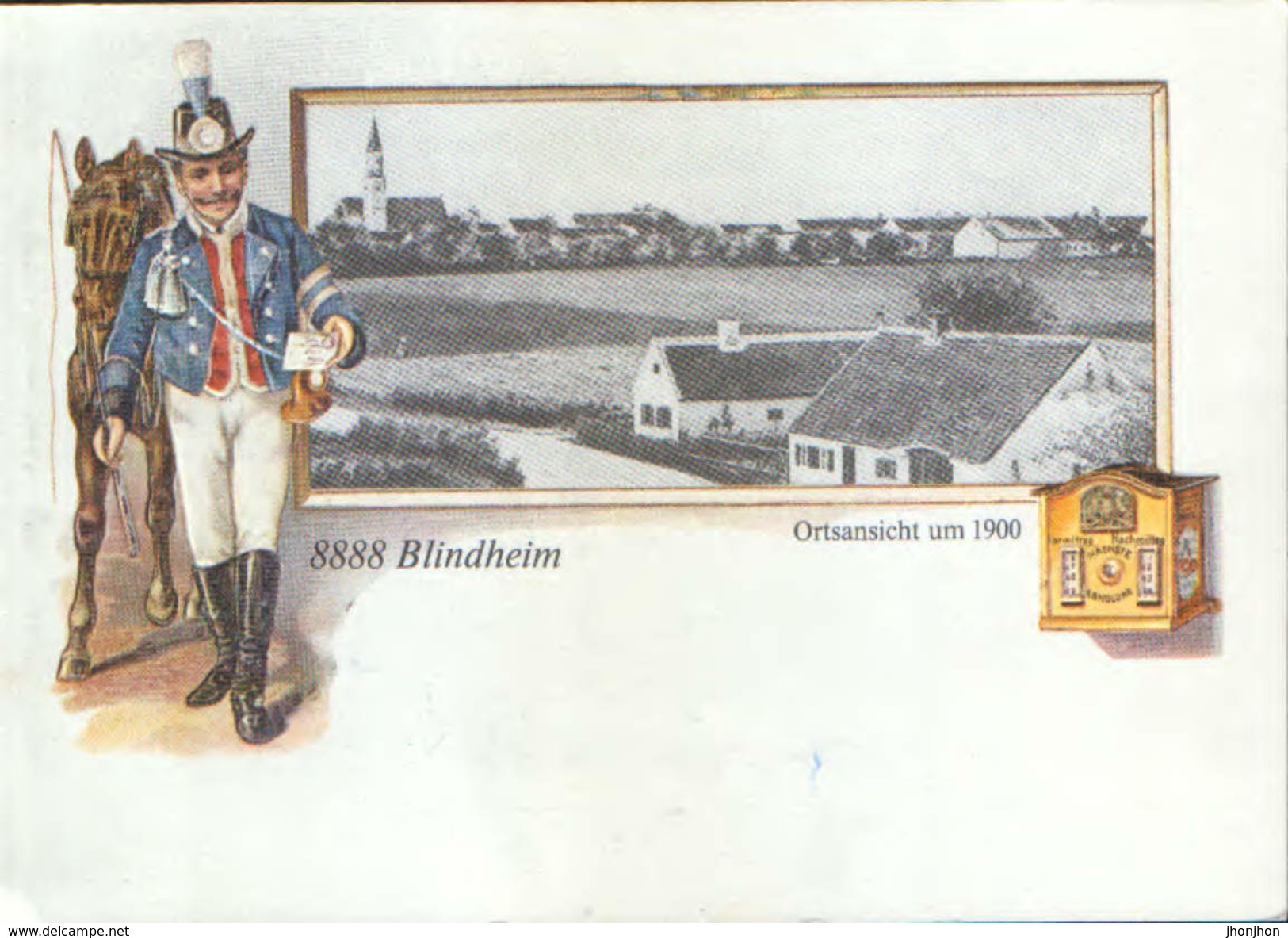 Germany - Postcard Circulated 1988 - Blindheim - Ortsansicht Um 1900 - 2/scans - Dillingen