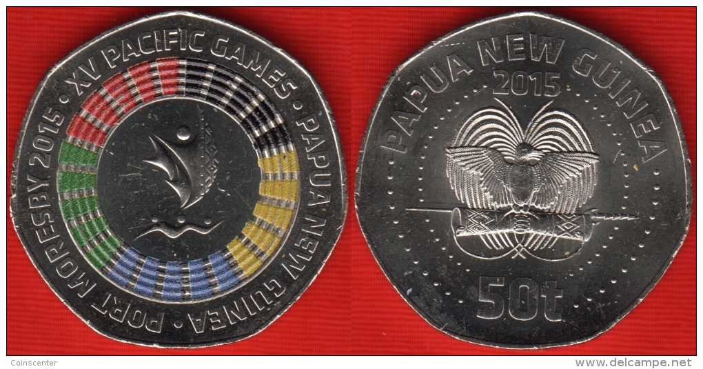 Papua New Guinea 50 Toea 2015 "XV Pacific Games" Colored UNC - Papúa Nueva Guinea