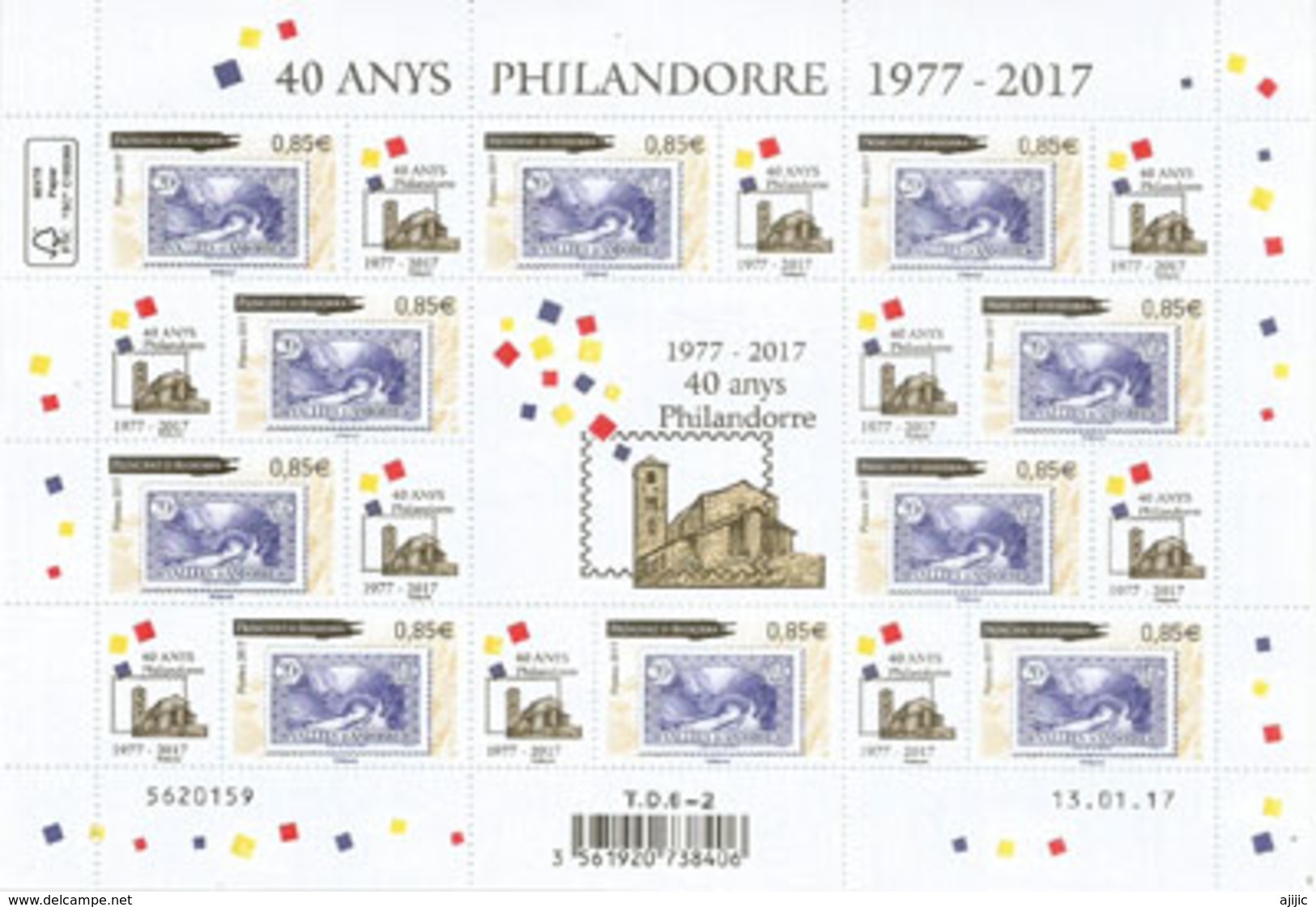 Pont De Saint Antoine *40 Ans De Philandorre* Avec Vignettes, Feuillet Neuf ** De 10 Timbres, Année 2017 - Neufs