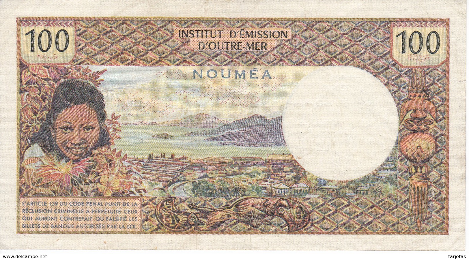 BILLETE DE NOUMEA DE 100 FRANCS DEL AÑO 1969 (BANKNOTE) EMISSION D'OUTRE-MER - Otros – Oceanía