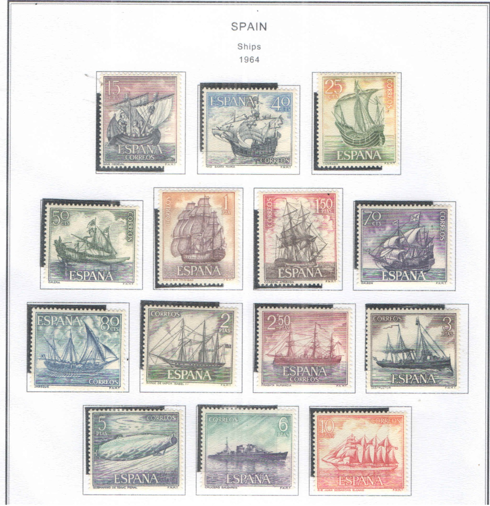 Spagna 1964 Ships Navi N.14 Valori Scott.1248/1261 See Scans - Neufs