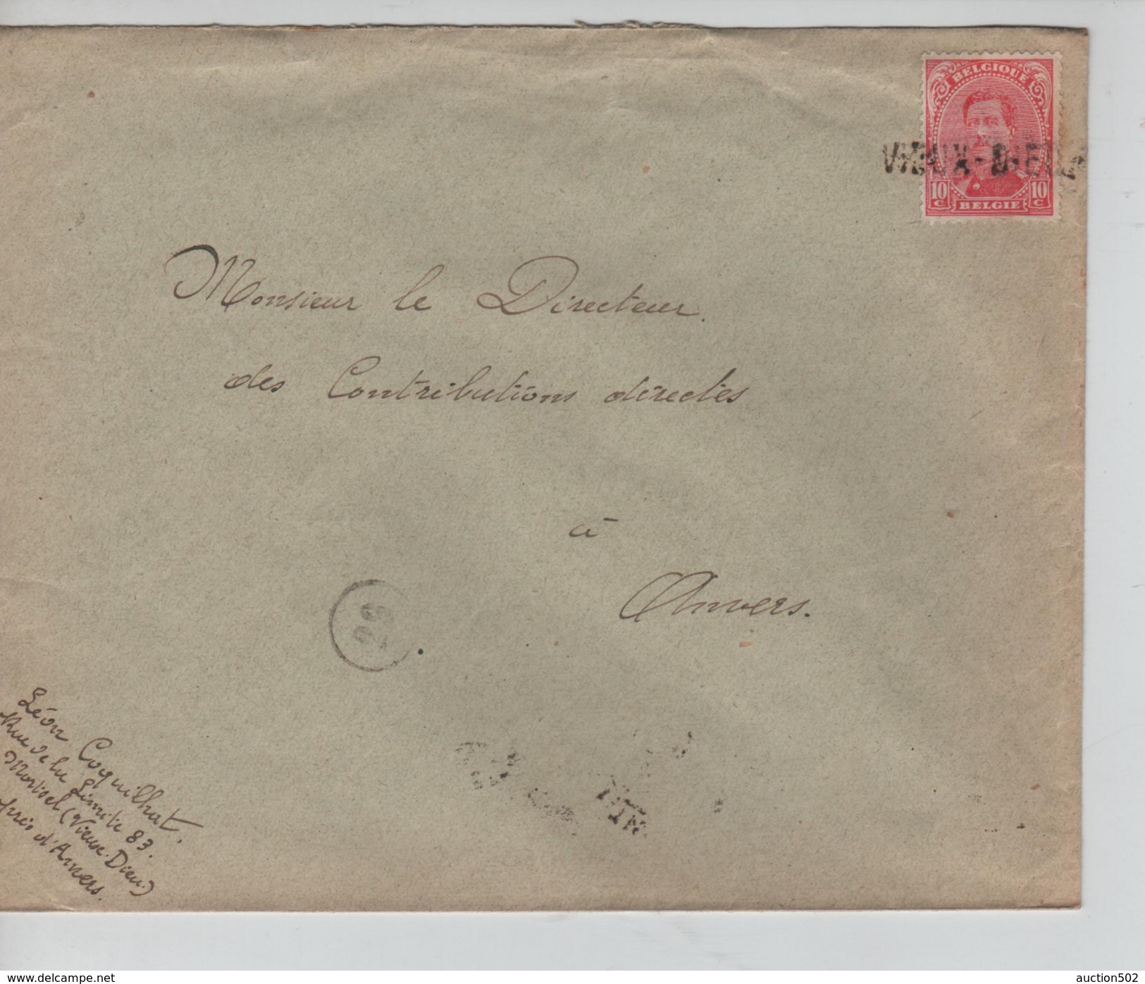 TP 138 S/L.de Fortune Griffe Vieux-Dieu (Oud God) V.Antwerpen C.d'arrivée 3/3/1919 PR4600 - Fortune Cancels (1919)