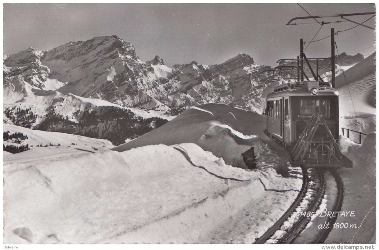 VAUD BRETAYE Elelktrische Bahn Mit Schneepflug, Orig. Fotokarte Gel.1949? - Eisenbahnen