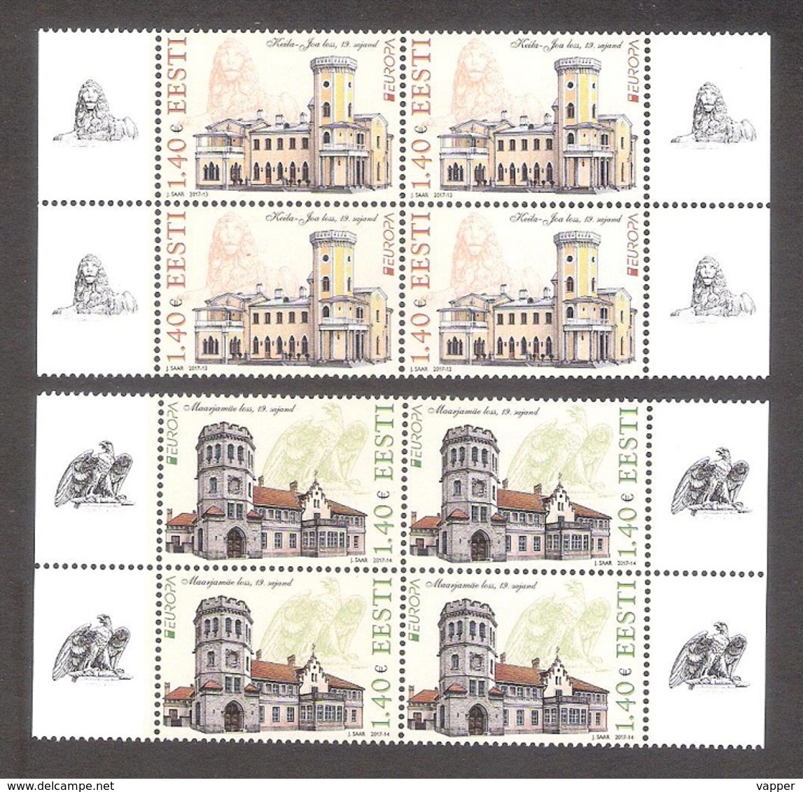 EUROPA - Castles  Estonia 2017 MNH 2 Stamps Blocks Of 4 Mi 890-91 - 2017