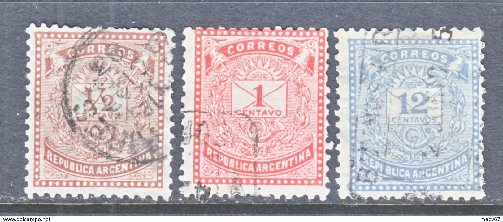 ARGENTINA  43-5   (o)  1882  Issue - Used Stamps