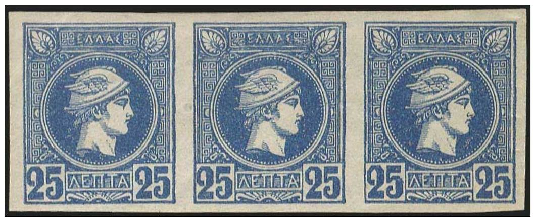 **/* 25l. Deep Indigo Blue In Strip Of 3, 1 Stamps U/m. (Hellas 77a). - Andere & Zonder Classificatie