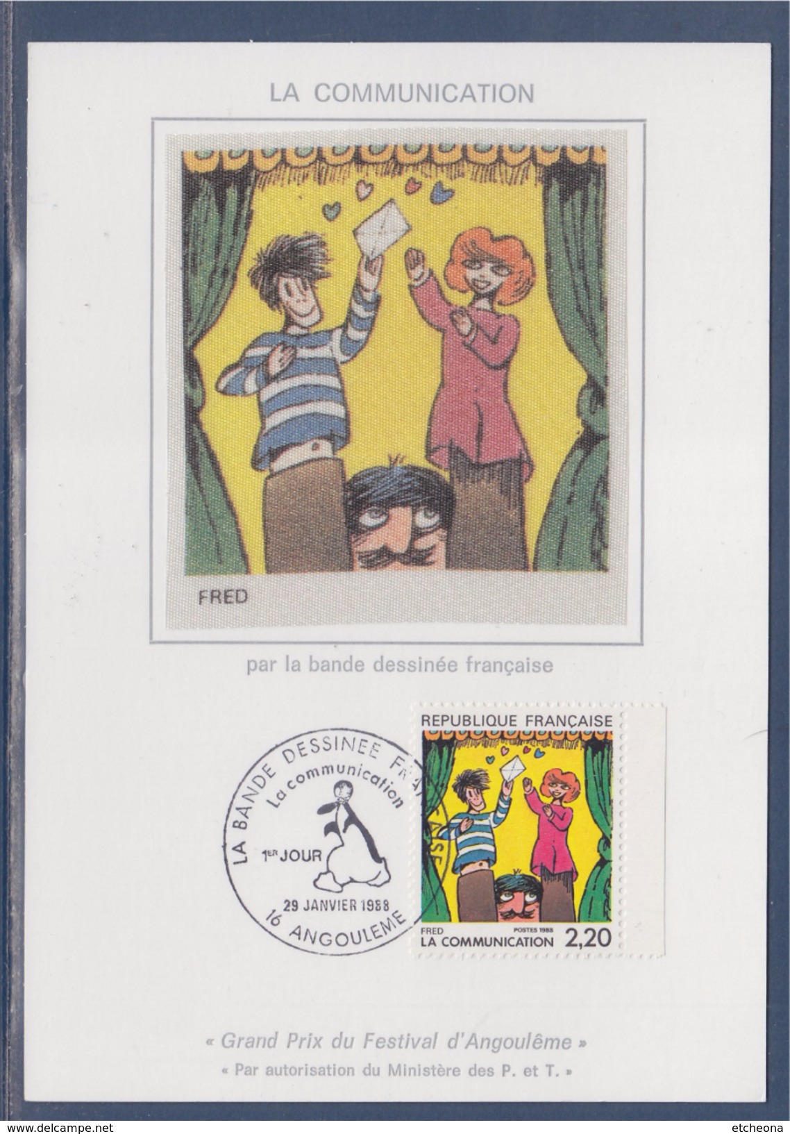 = La Communication La Bande Dessinée Française Carte Postale 16 Angoulême 29.1.88 N°2506 Oeuvres De Fred - 1980-1989