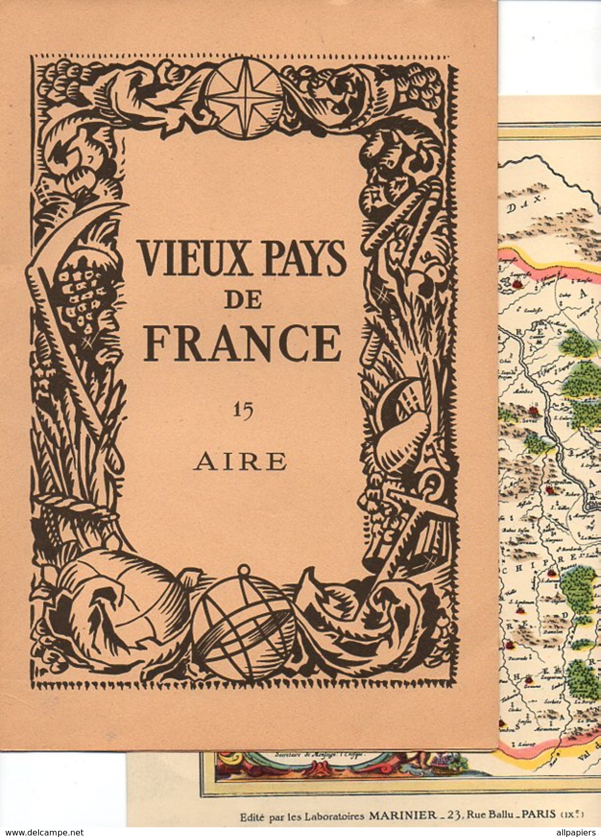 Carte Topographique De L'evesché D'Aire - Vieux Pays De France N°15 Aire Par Les Laboratoires Marinier - Topographical Maps