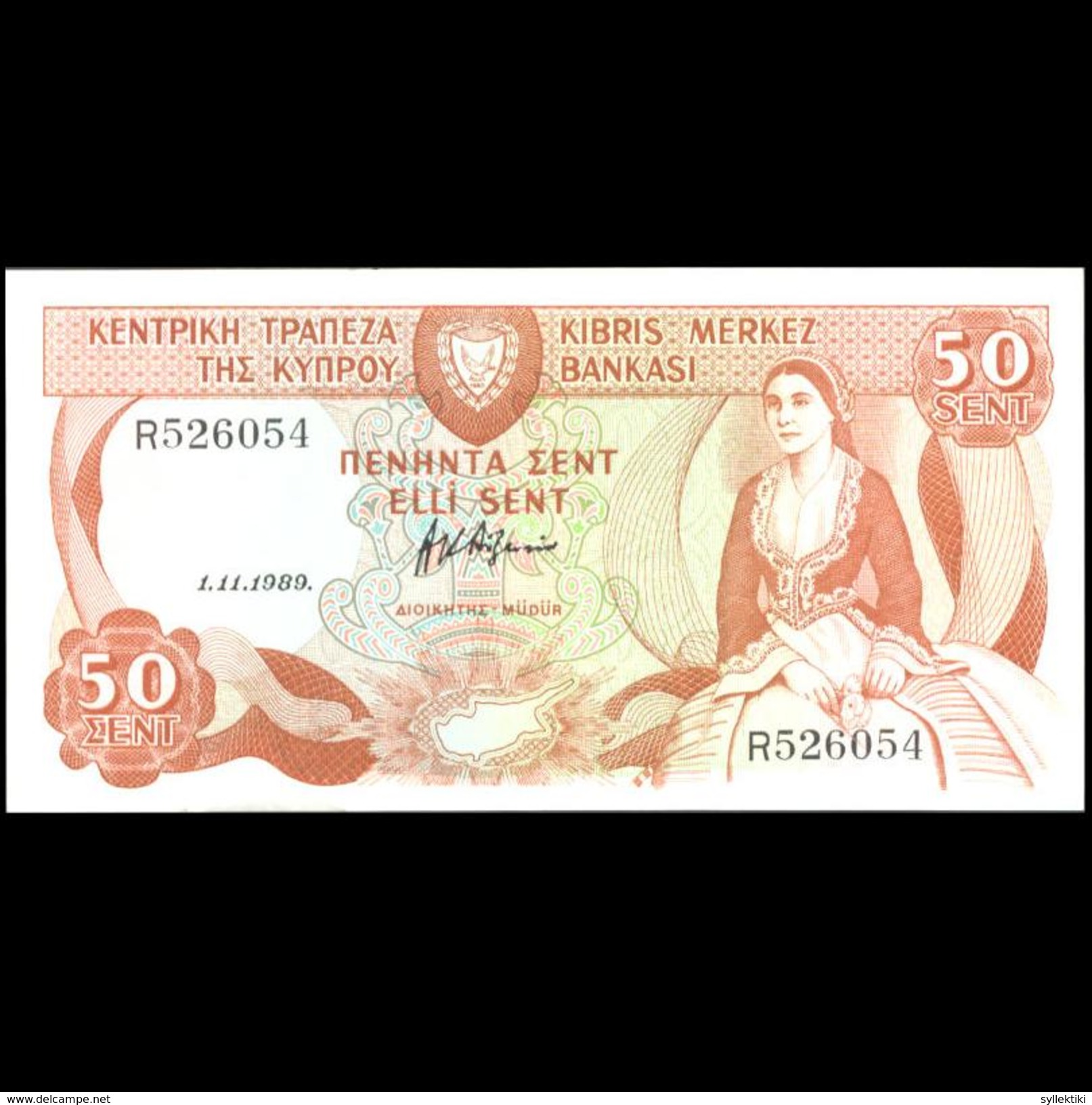 CYPRUS 1989 50 CENTS BANKNOTE EXTF++ - Cyprus