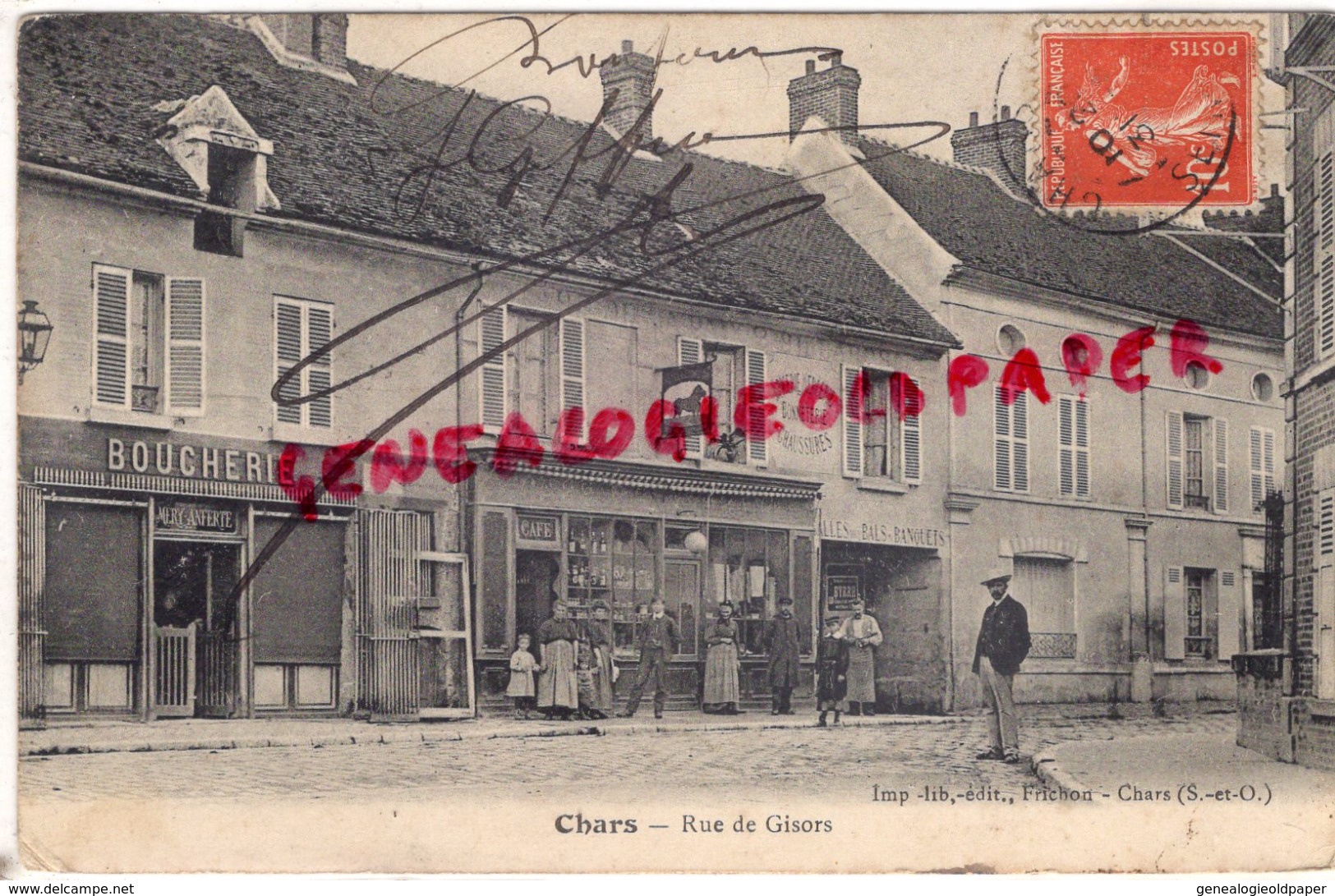 95 - CHARS - RUE DE GISORS  BOUCHERIE - EPICERIE MERCERIE CAFE   RARE - Chars