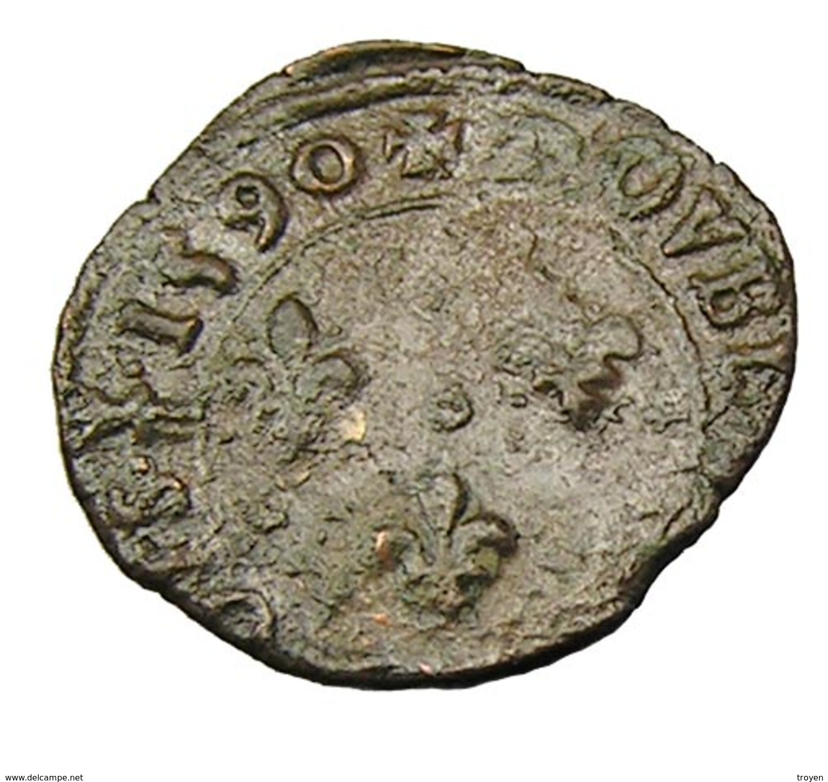 Double Tournois - Charles X - France - 1590 Dijon - (Henri IIII Au Nom De Charles X ) Cu - 2,61 Gr. - TB - - 1589-1610 Henri IV Le Vert-Galant