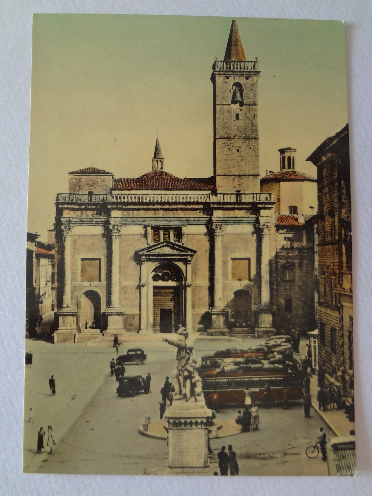 509 - Cartolina/Postcard Ascoli Piceno Basilica Di S.Emidio Autobus Automobili Fototipia Berretta - Ascoli Piceno