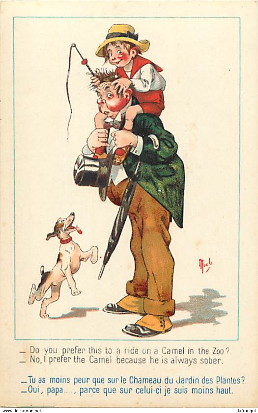 Ref T999- Illustrateurs - Illustrateur Mich -  Humour -enfant Et Chien -le Camel- Editions Sid Paris  - Carte Bon Etat - - Mich