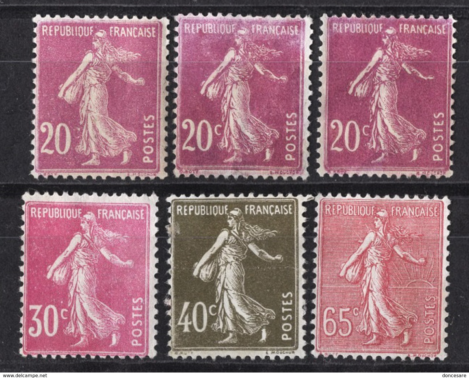 FRANCE 1924 / 1926 - LOT Y.T. N° 190 X 3 / 191 / 193 / 201 - 6 TP NEUFS SANS GOMME - K25 - Neufs