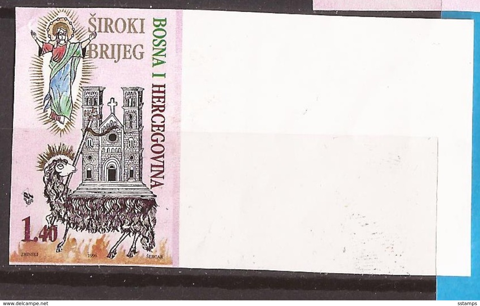 1996  29 STORIA FRANZISKANER KLOSTER SIROKI BRIJEG CHRISTUS   BOSNIEN HERZEGOWINA KROATISCHE POST   RRR IMPERFORATE MNH - Abadías Y Monasterios