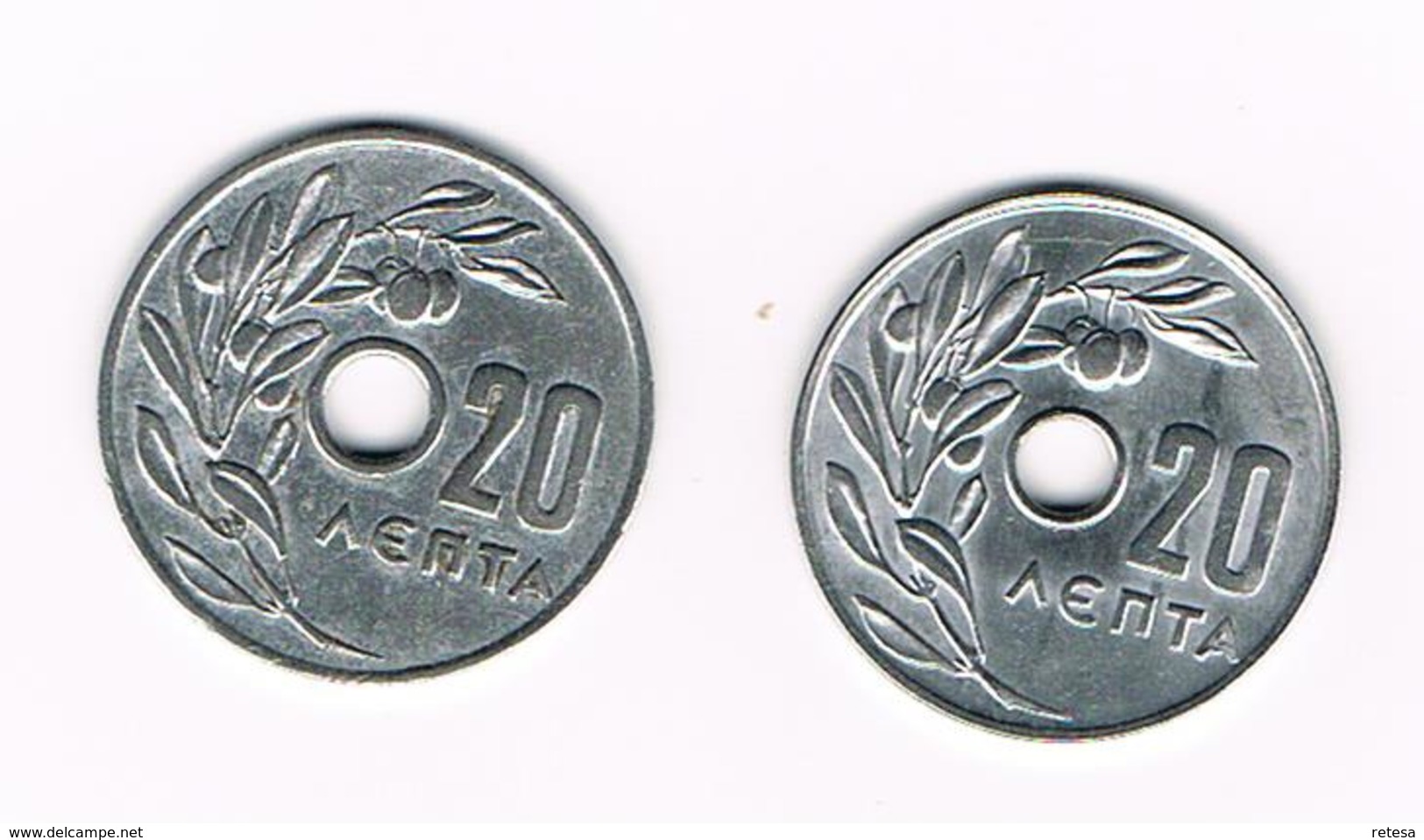 ) GRIEKENLAND 2 X 20  LEPTA  1954/1969 - Grèce