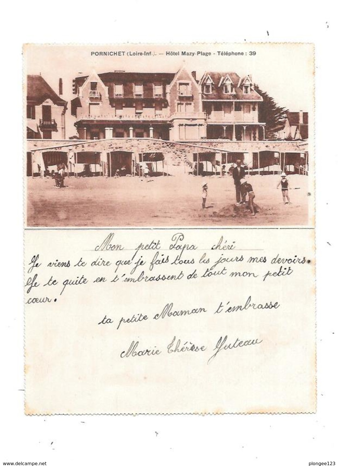 44 - PORNICHET , Hotel Mazy Plage, Carte Double, - Pornichet