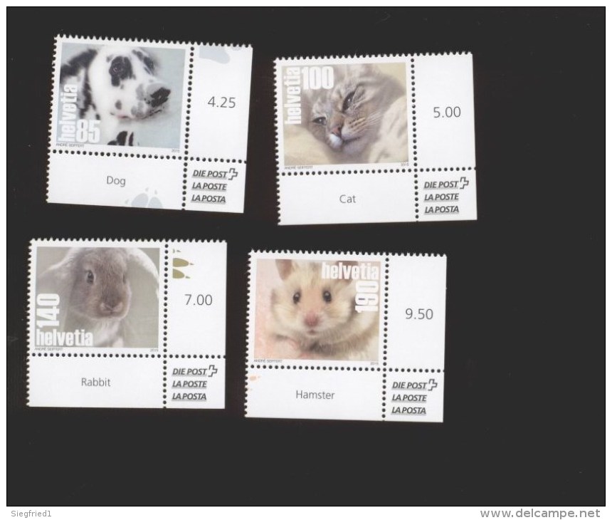 Schweiz    **     2379-2382 Haustiere Eckrand Ungefaltet Neuheiten März 2015 - Unused Stamps