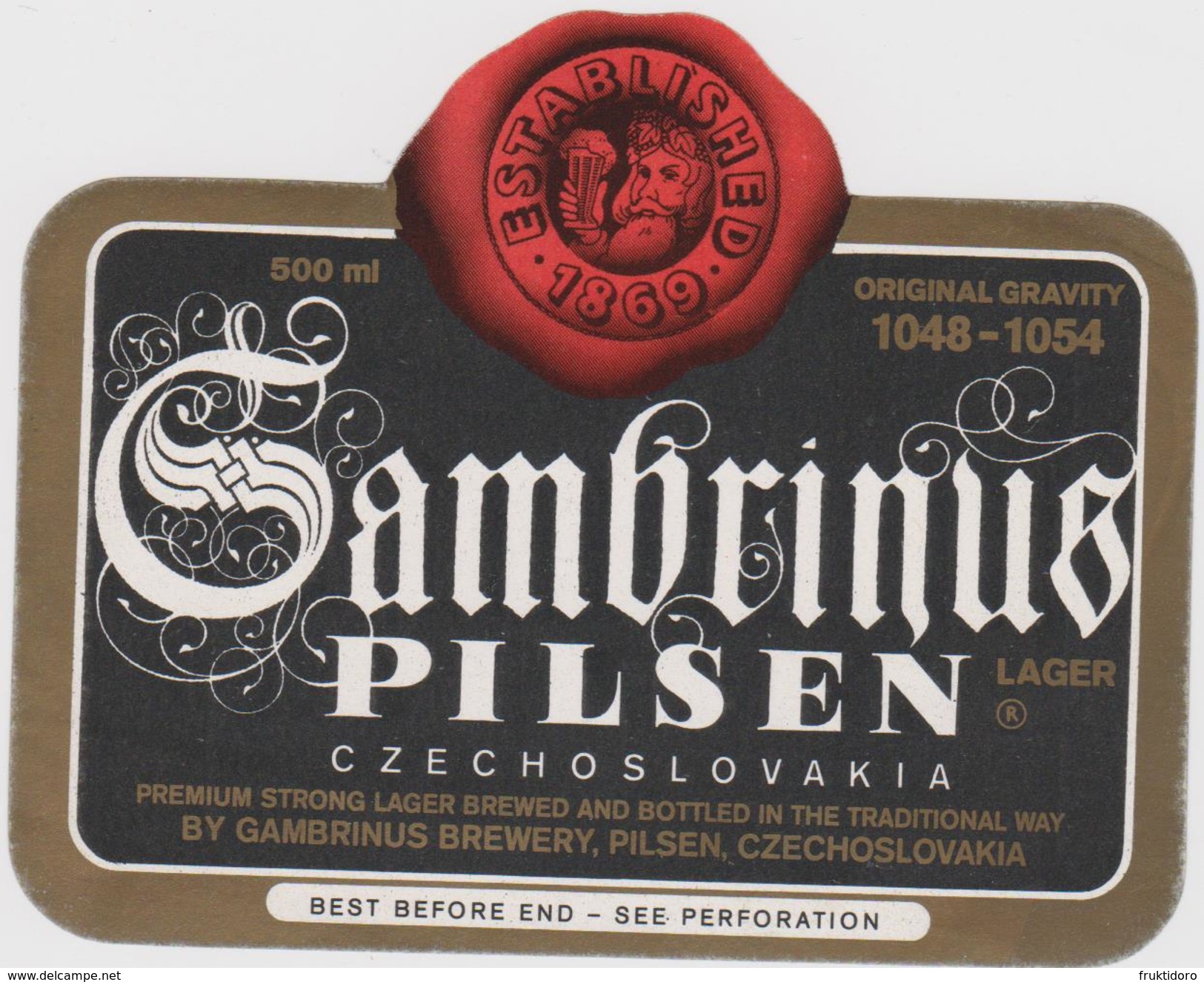 Beer Label Gambrinus - Radegast-Aksaj From Czech Republic - Bier