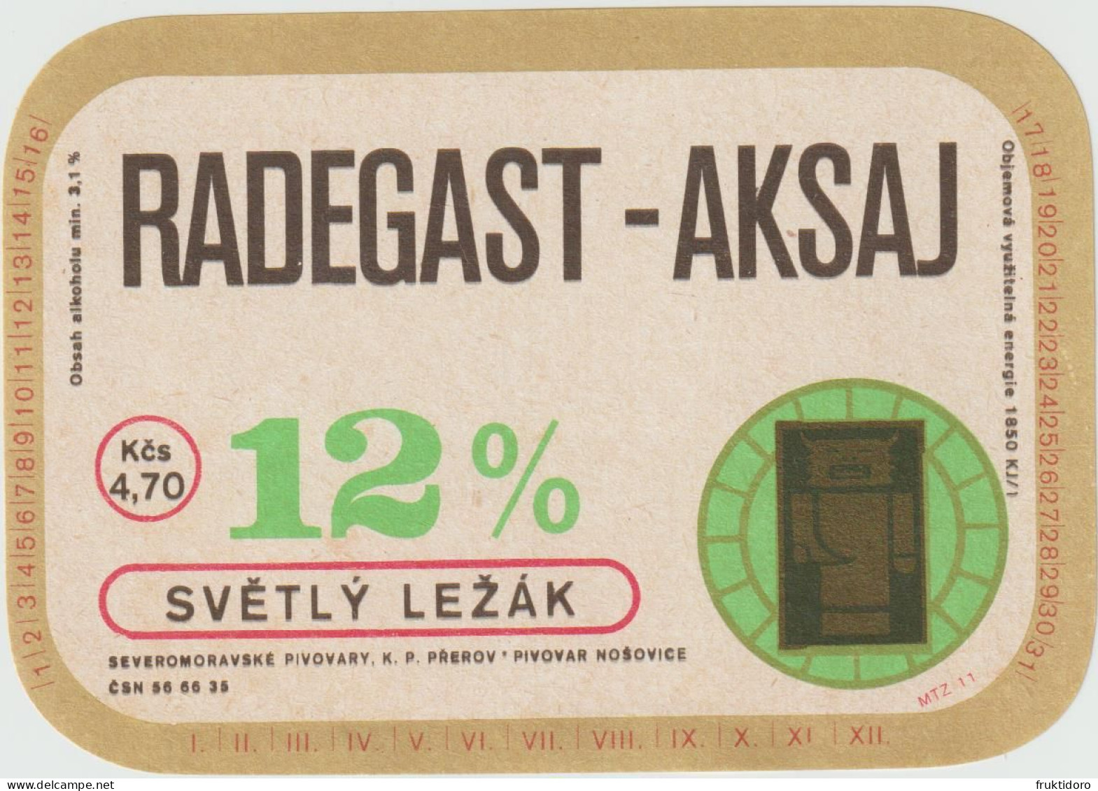 Beer Label Gambrinus - Radegast-Aksaj From Czech Republic - Bier