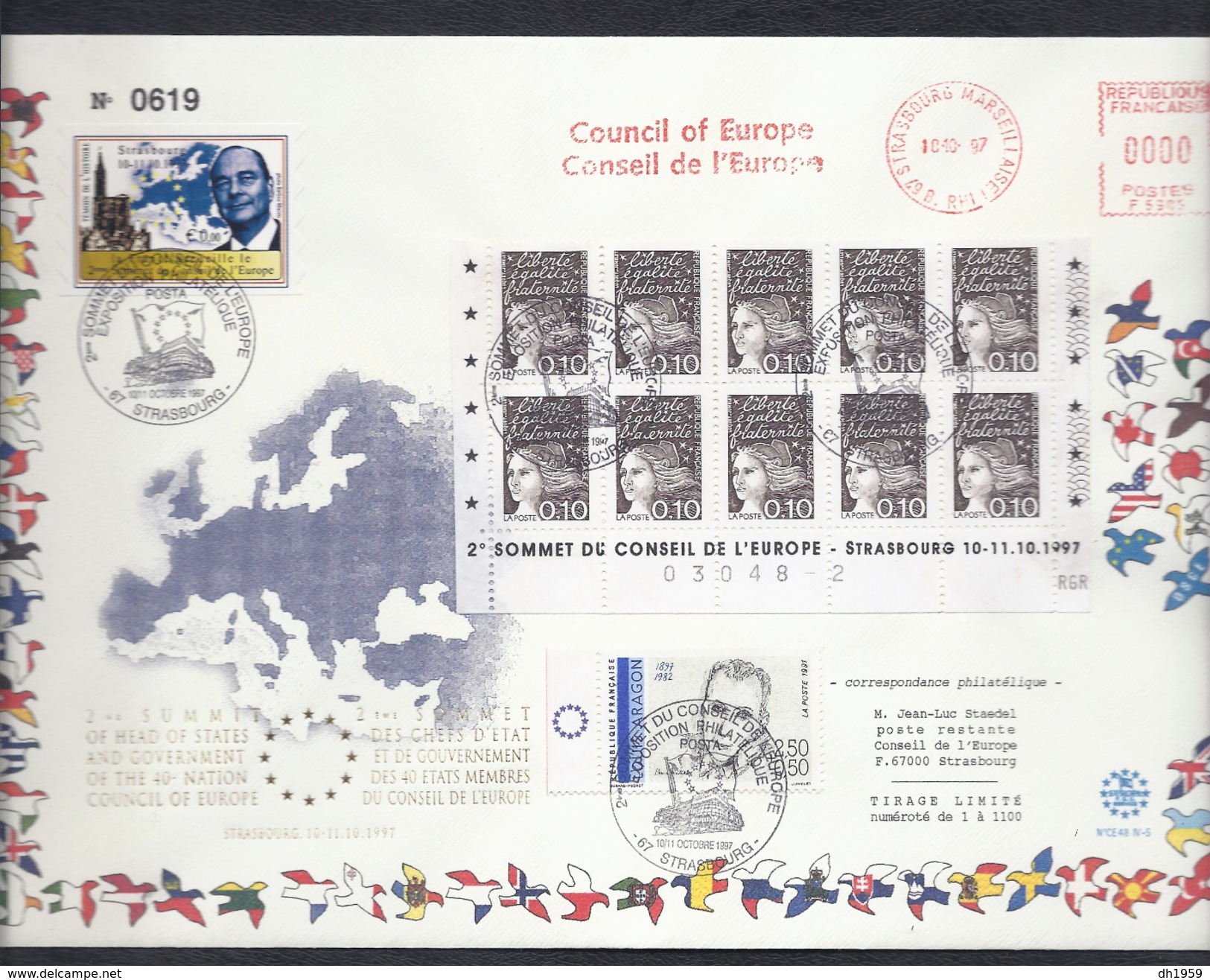 SUMMIT OF HEAD OF STATES AND GOVERNMENT OF 40 NATIONS 1997 COUNCIL COLOMBE CONSEIL EUROPE FDC TIRAGE LIMITE 1100 Ex - Autres - Europe