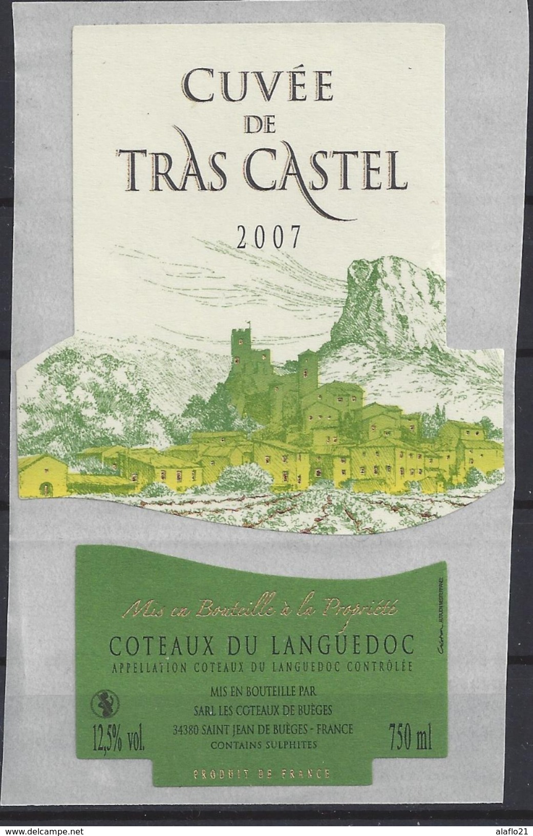 ETIQUETTE CUVEE De TRAS CASTEL 2007 - Languedoc-Roussillon