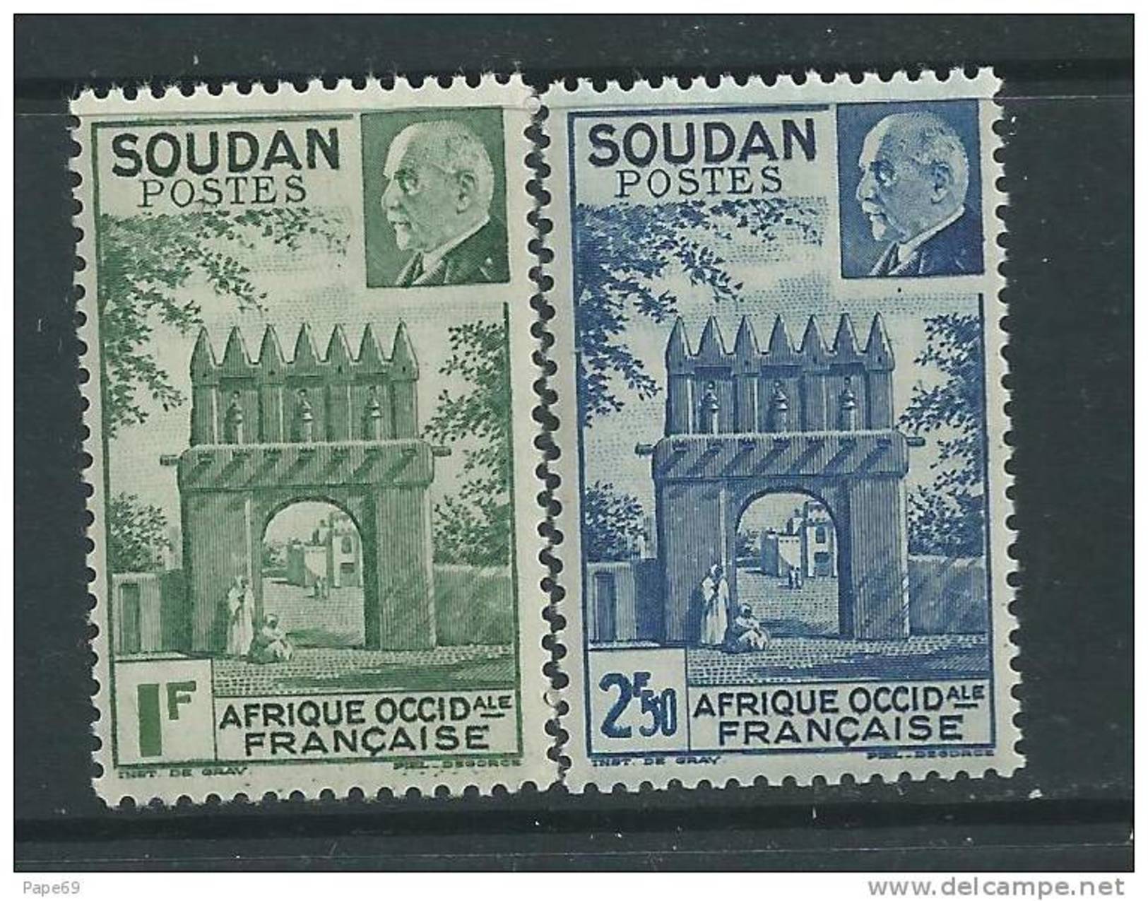 Soudan N° 129 / 30 XX  Porte De Djenné Et Effigie Du Mal Pétain, La Paire  Sans Charnière TB - Unused Stamps