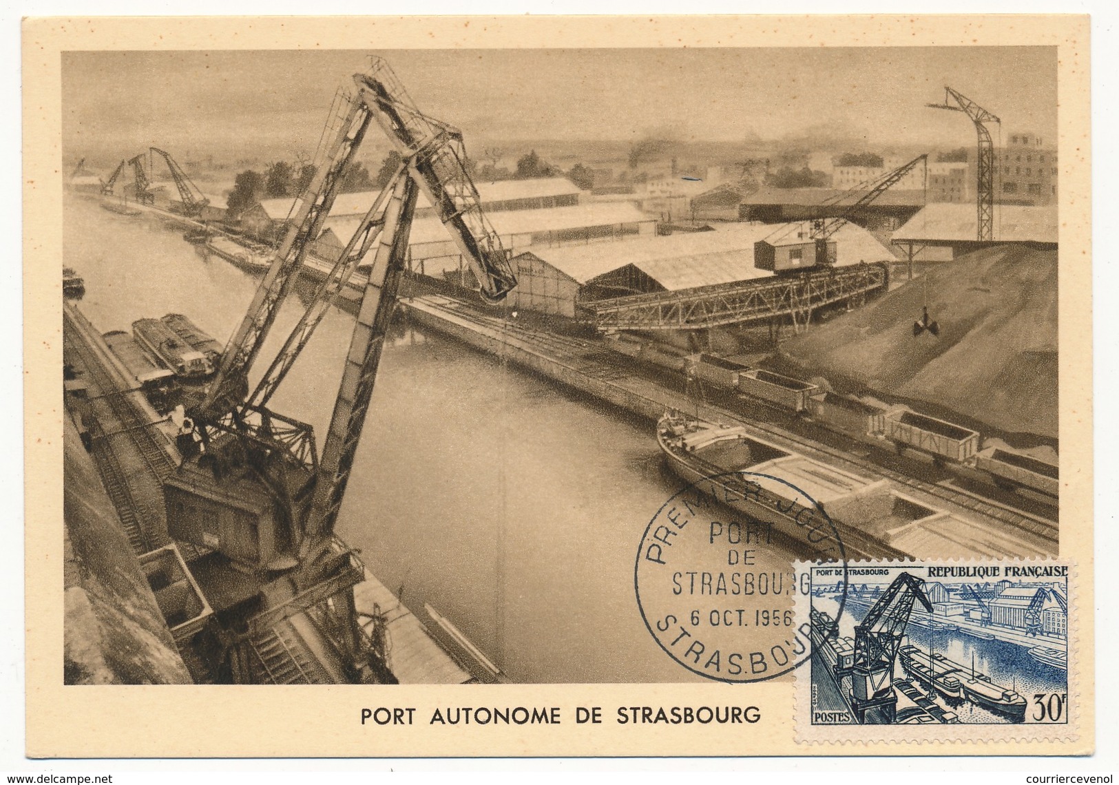 FRANCE => CARTE MAXIMUM => 30F Port De Strasbourg - 1956 - Strasbourg - 1950-1959