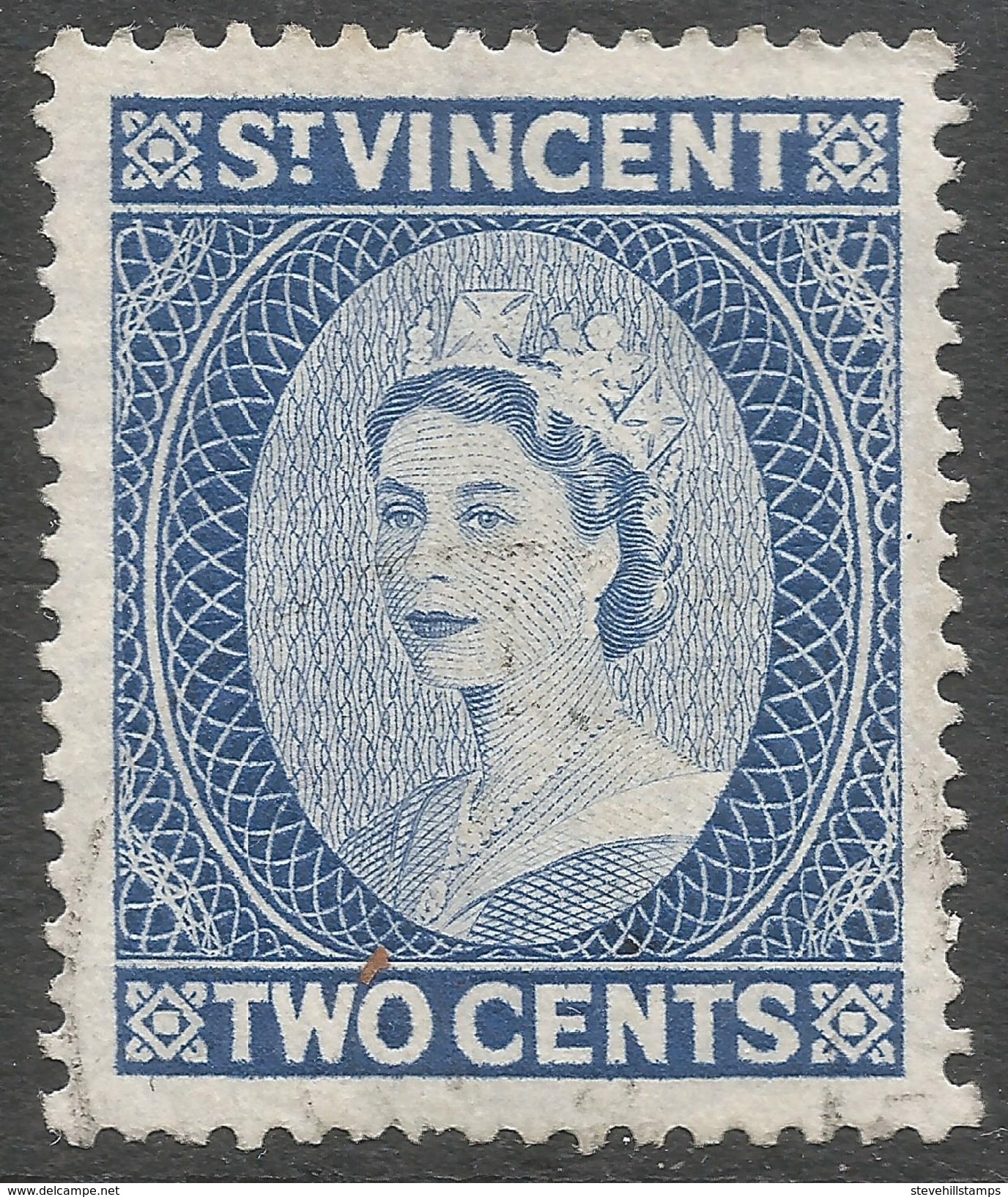 St Vincent. 1953-63 QEII. 2c Used. Mult Script CA W/M. SG 190 - St.Vincent (...-1979)