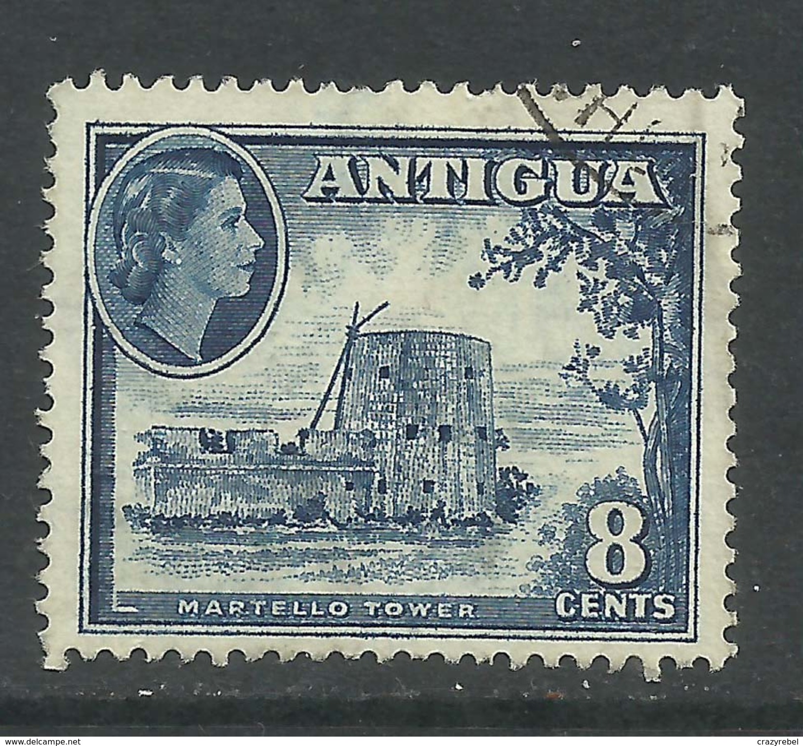 Antigua 1953 - 62 QE2 8ct Blue SG 127 Script CA Wmk ( T360 ) - 1858-1960 Crown Colony