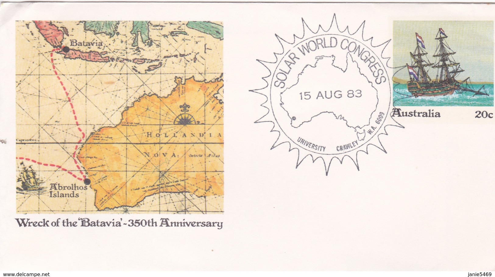 Australia 1983 Prepaid Envelope, Special Postmark, Solar World Congrees - Marcophilie