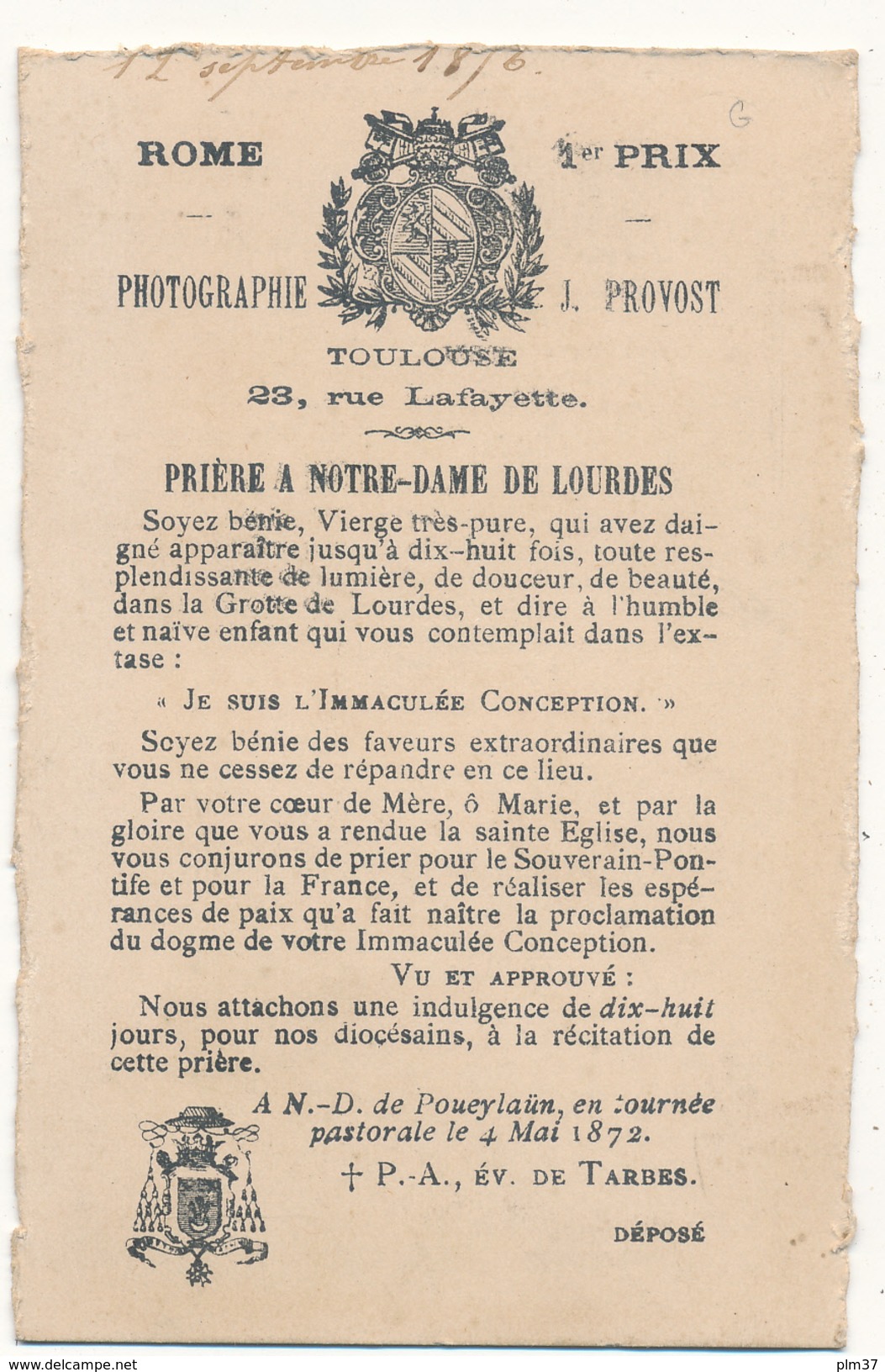 CDV - Bernadette Soubirou, Apparition, N.D. De Lourdes  - Provost, Toulouse 1876 - 2 Scans - Anciennes (Av. 1900)