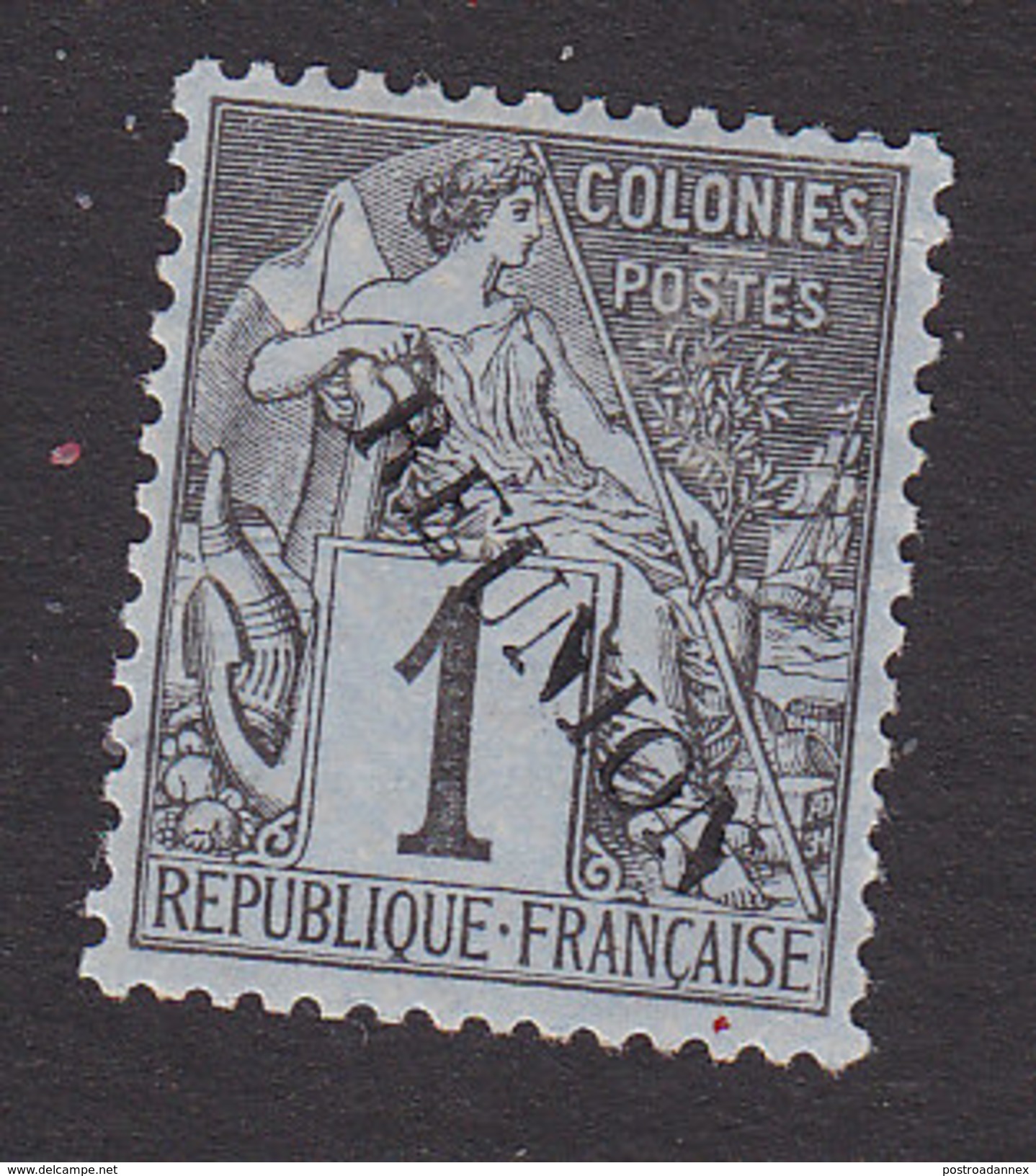 Reunion, Scott #17, Mint No Gum, French Stamp Overprinted, Issued 1891 - Neufs