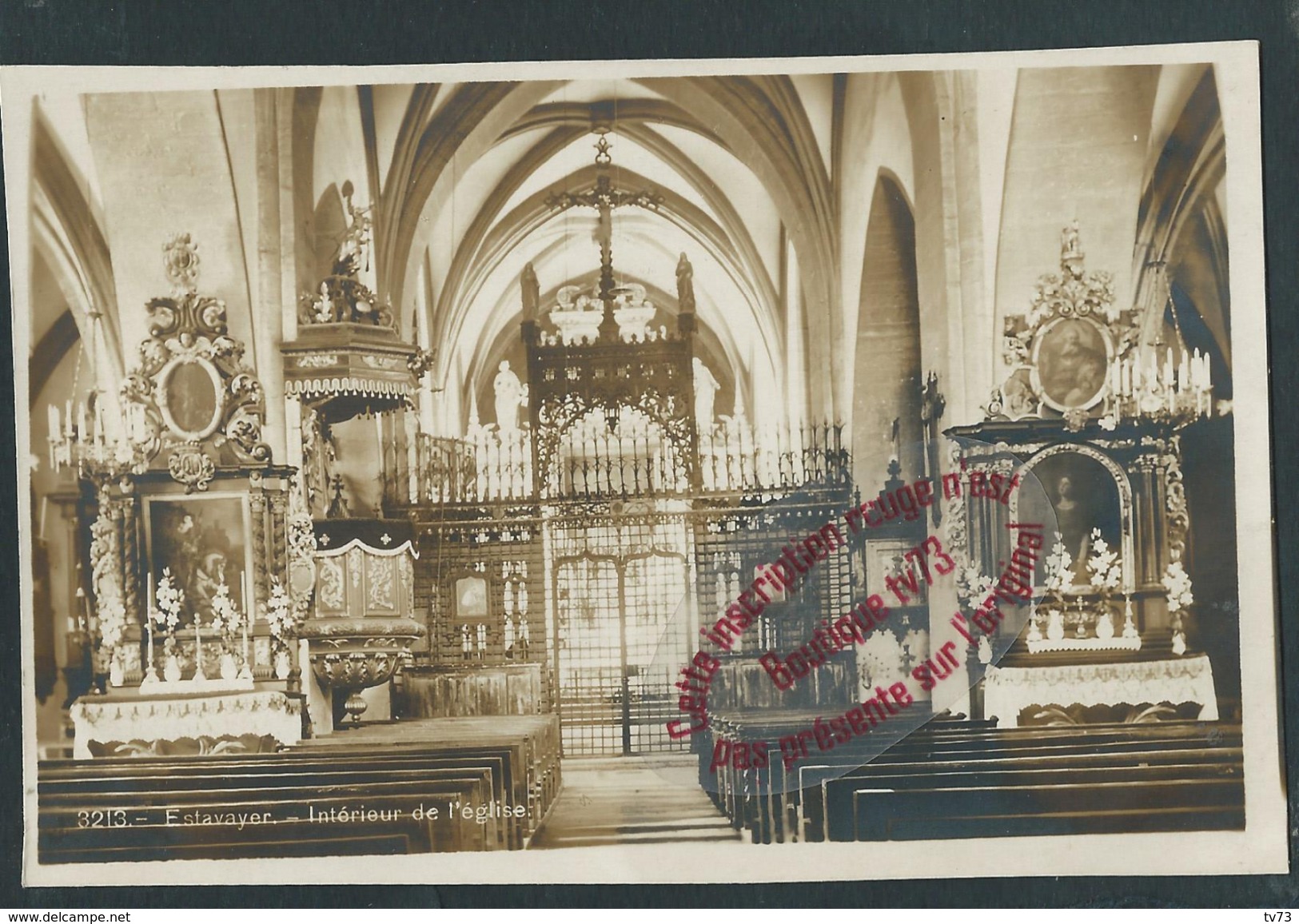 NN386 - Carte Photo ESTAVAYER - Intérieur De L'église - Suisse - Dos Blanc - Estavayer