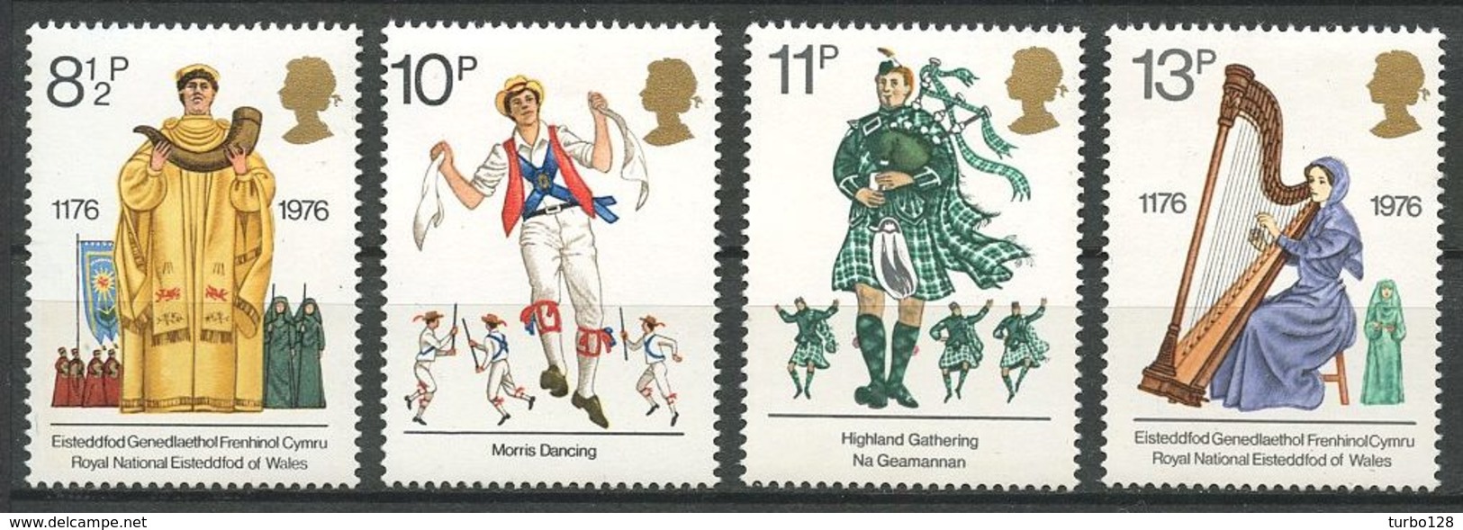 Gd Bretagne 1976 N° 799/802 ** Neufs MNH Superbes Cote 2.75 &euro; Festival Culture Galloise Musique Danses Harpe Corne - Nuovi