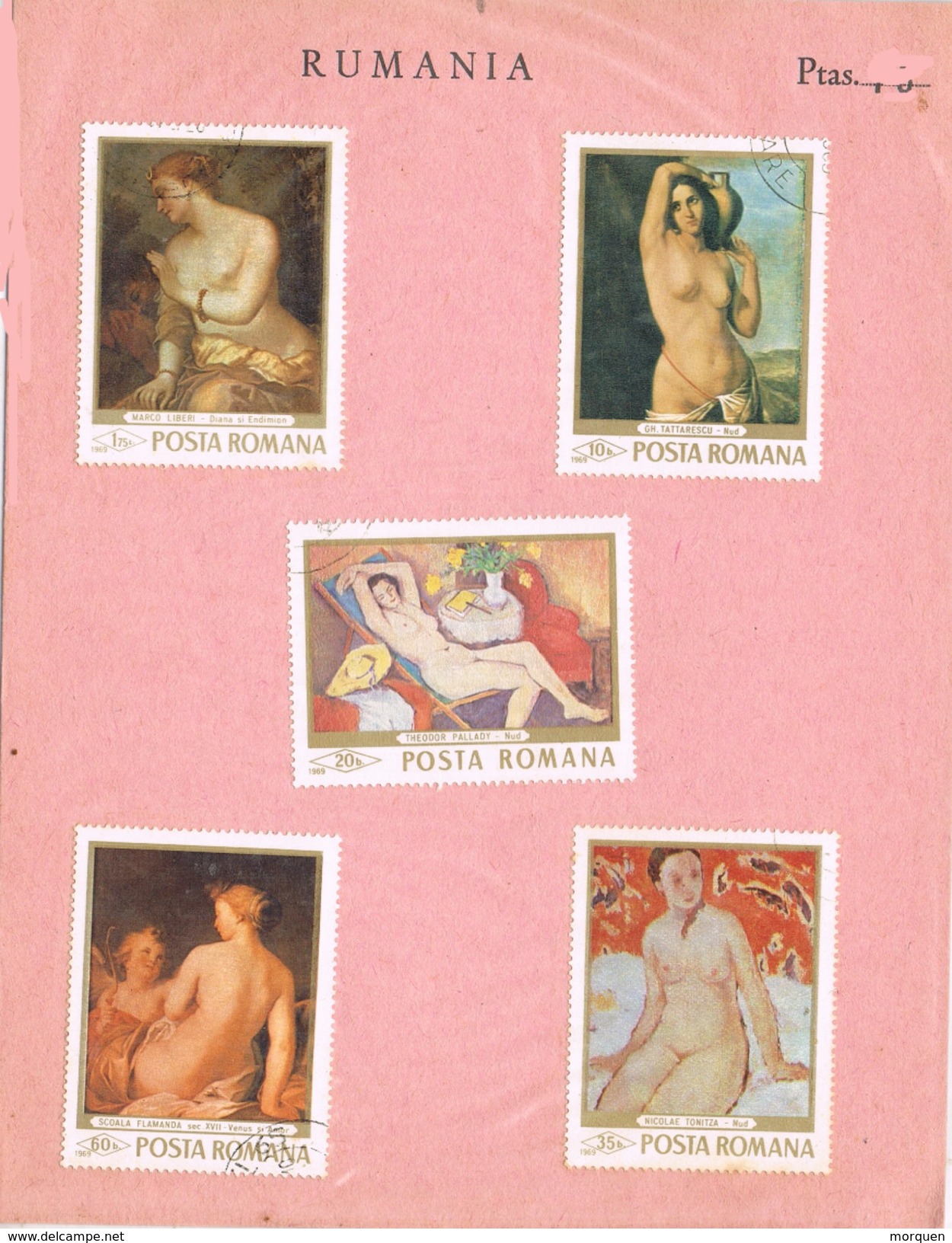 24204. Tarjeta Souvenir RUMANIA 1969. Pintura, Arte Nude , Desnudos º - Desnudos