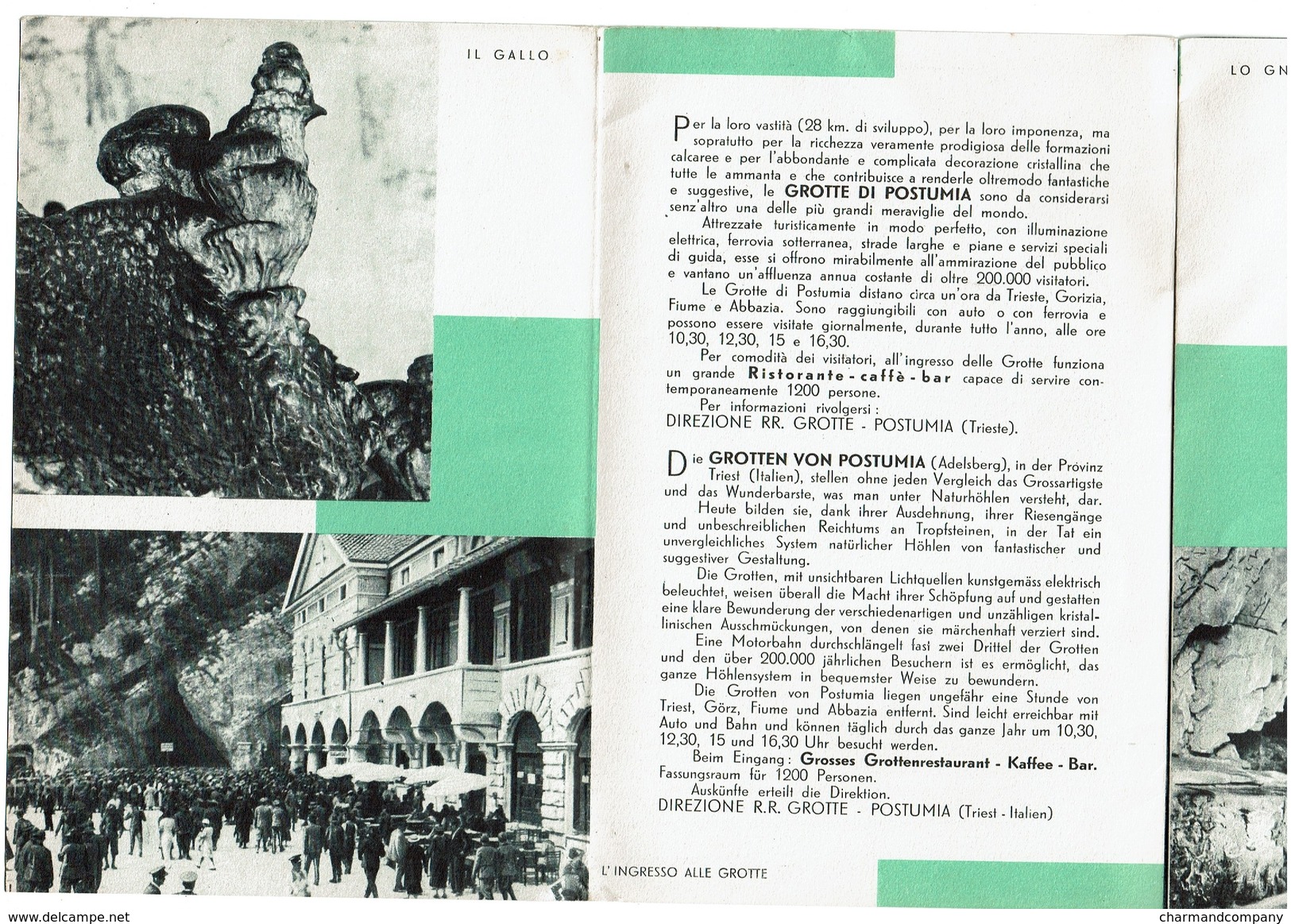 Dépliant Publicitaire ENIT 1936 Grotte Di Postumia - Trieste - 20 Cm X 13 Cm  - 4 Scans - Dépliants Touristiques