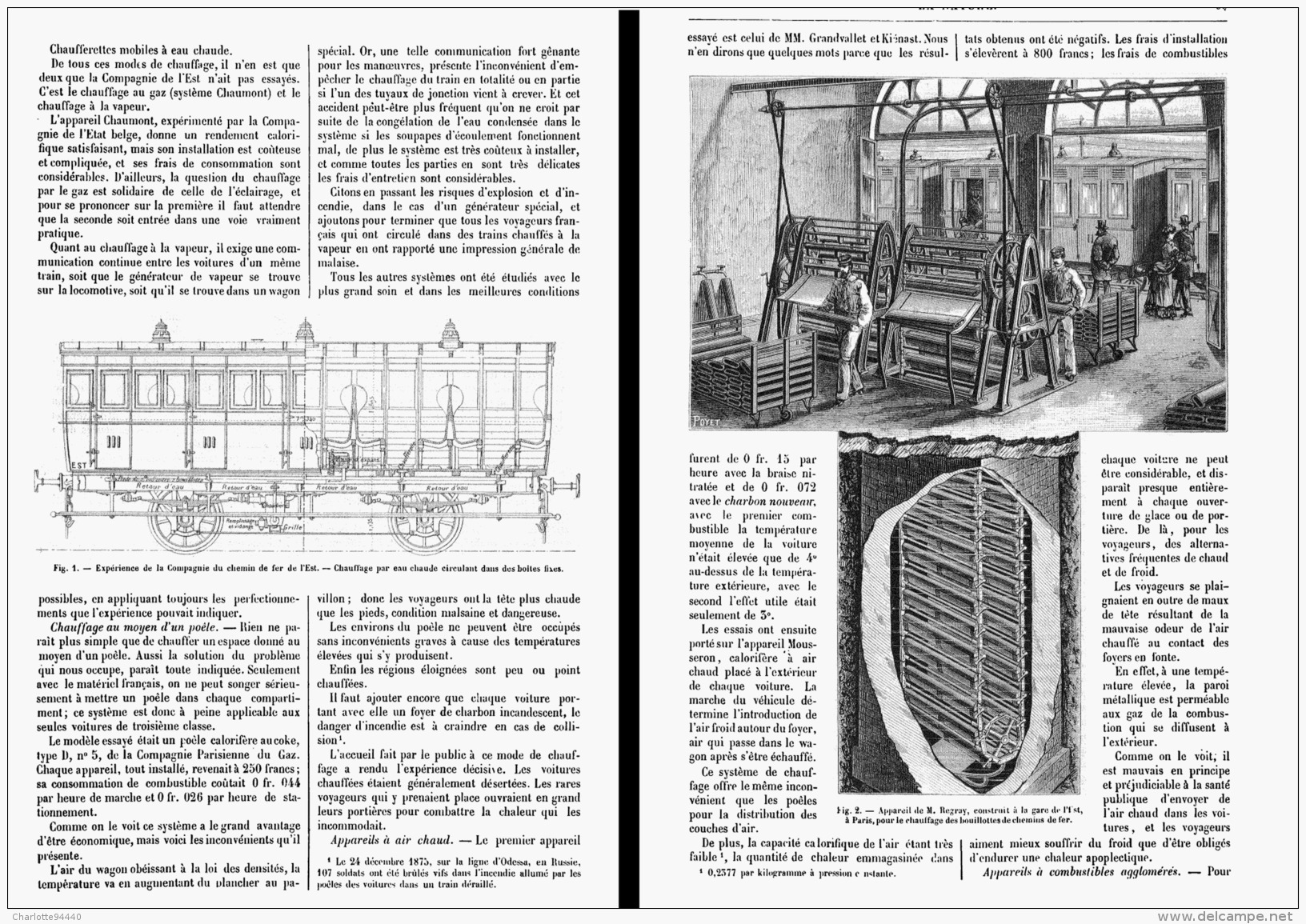 LE CHAUFFAGE DES VOITURES DE CHEMINS DE FER    1885 - Chemin De Fer