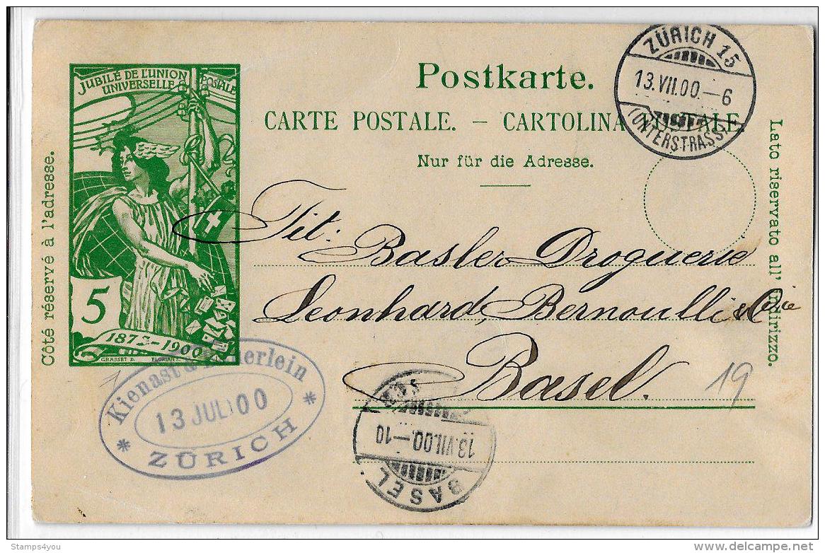 31968 - Entier Postal  UPU Avec Cachets à Date Zurich Et Basel 1900 - Entiers Postaux