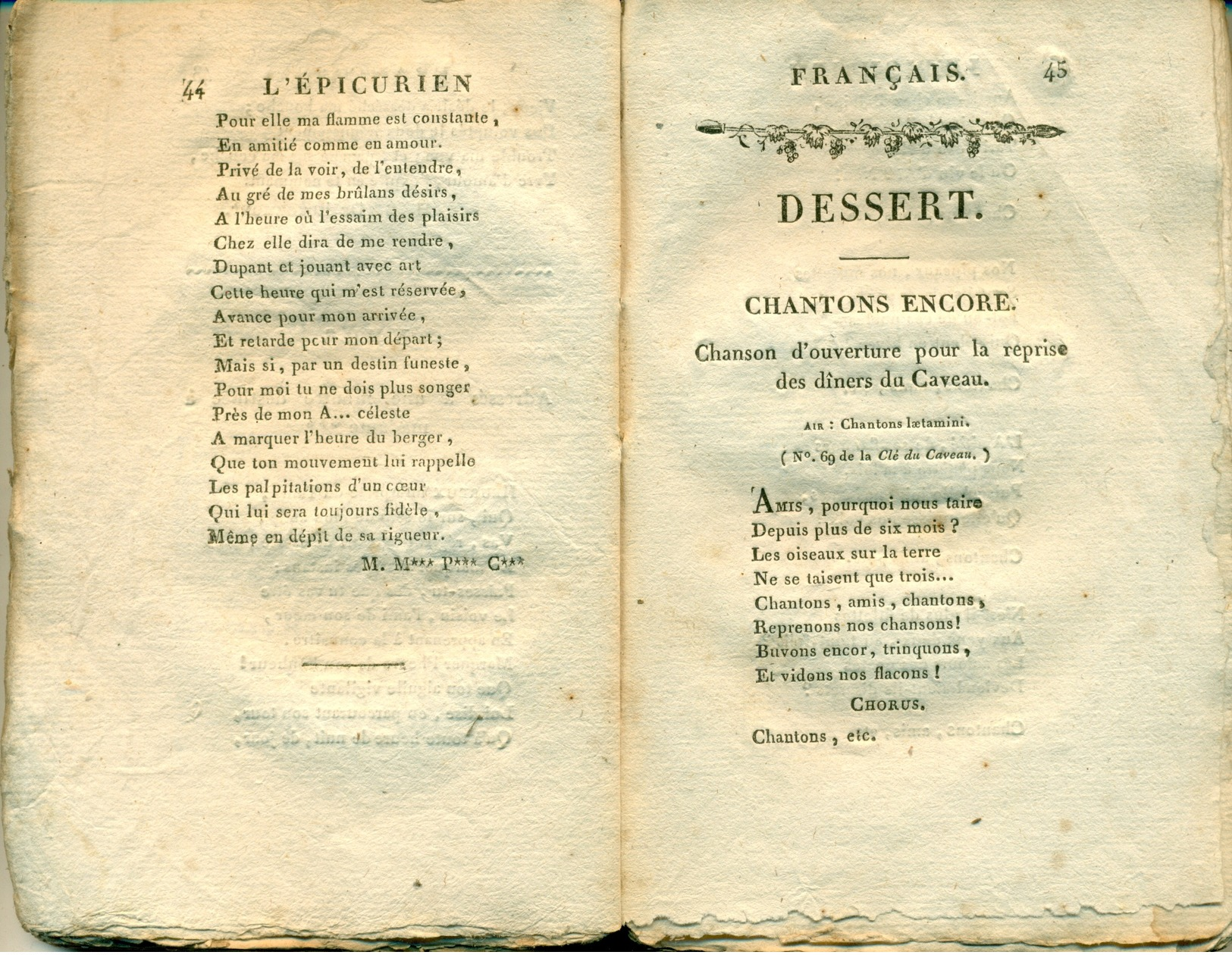 Livre - L'Epicurien Français, Ou Les Dîners Du Caveau Moderne. Rions Chantons, Buvons. Voilà Toute Notre Morale. - 1801-1900