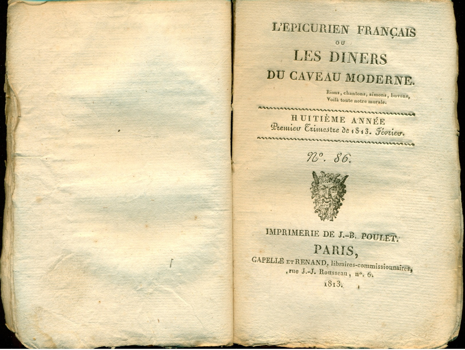 Livre - L'Epicurien Français, Ou Les Dîners Du Caveau Moderne. Rions Chantons, Buvons. Voilà Toute Notre Morale. - 1801-1900